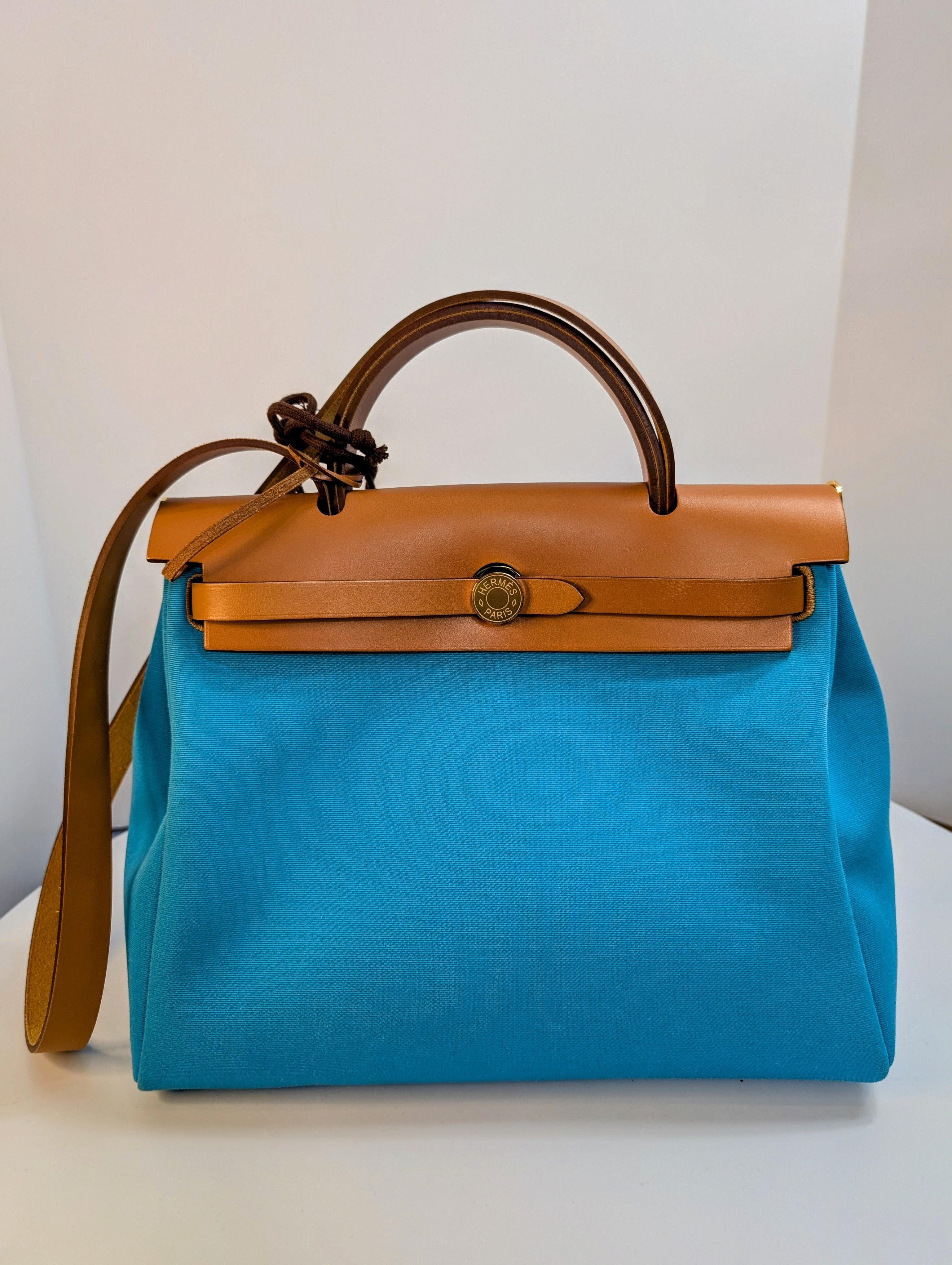 Hermes Blue and Green Herbag Zip 31