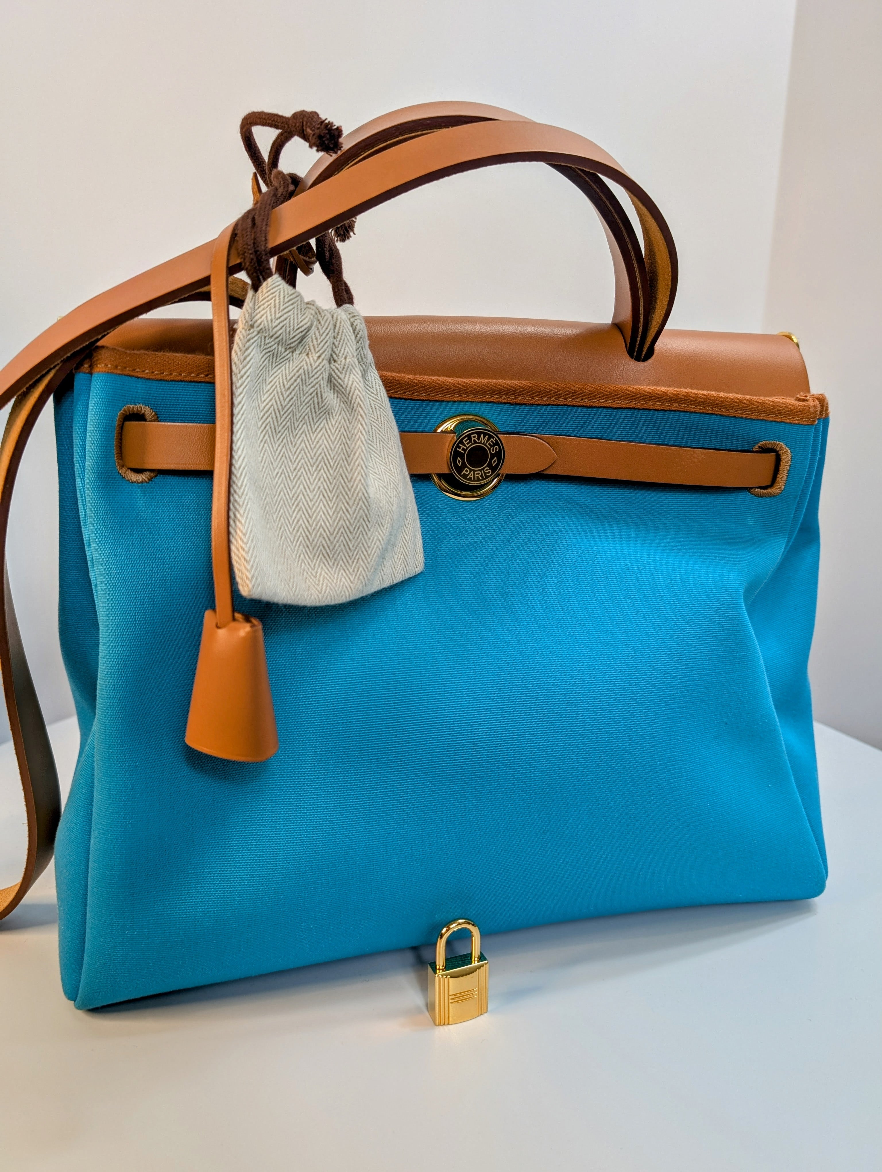 Hermes Blue and Green Herbag Zip 31