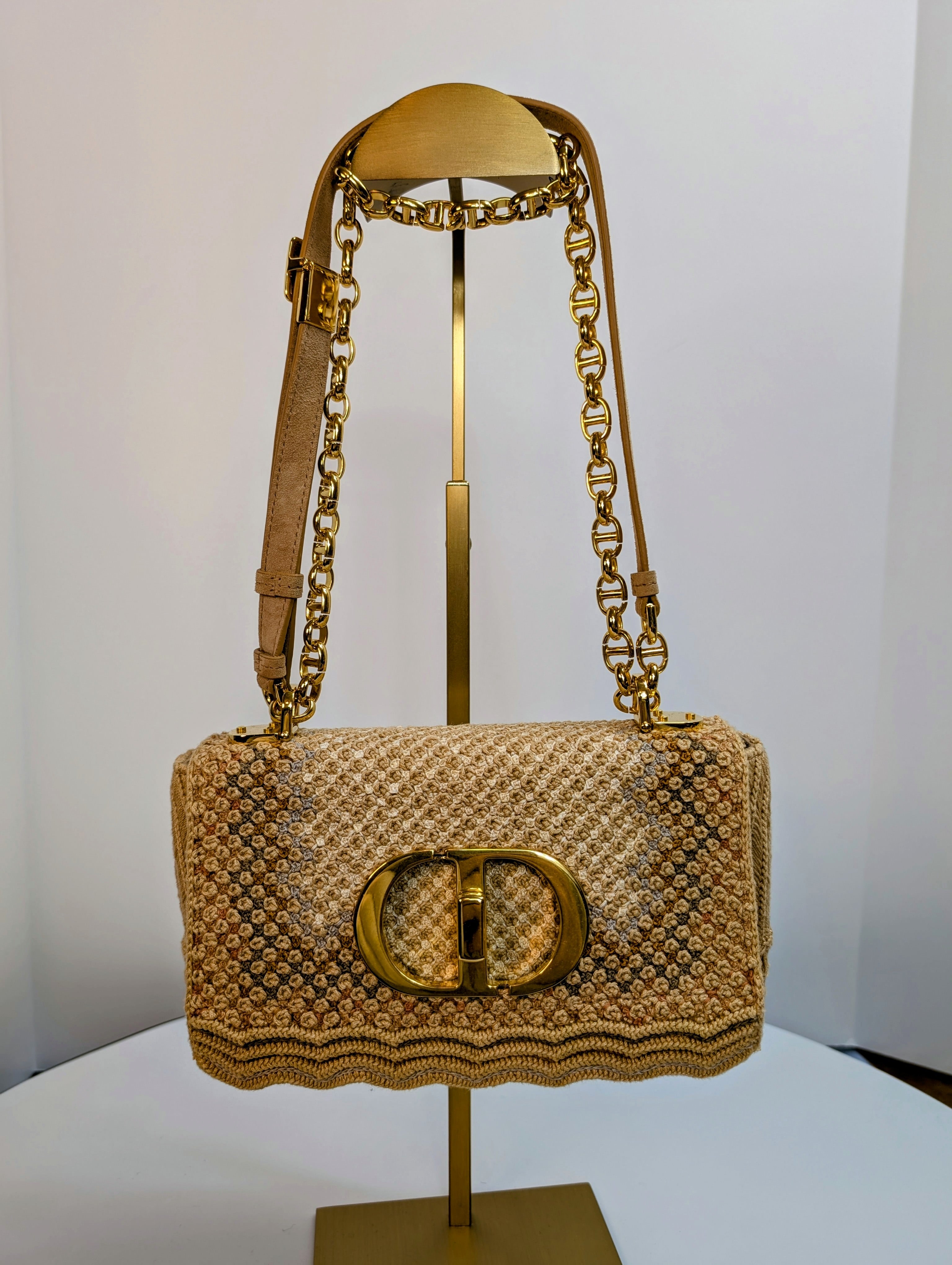 Dior Multicolor Caro Crossbody Woven Raffia Bag