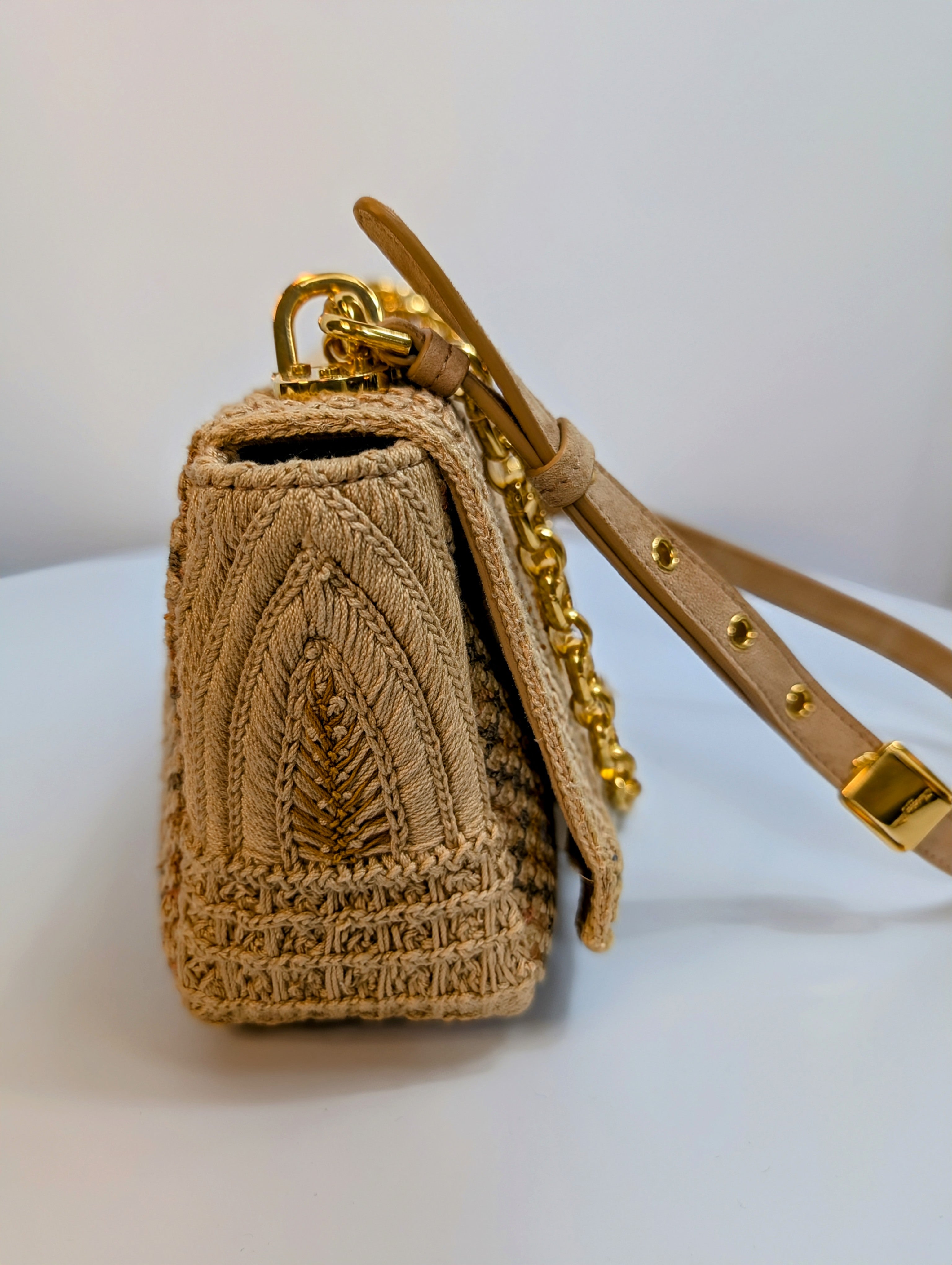 Dior Multicolor Caro Crossbody Woven Raffia Bag