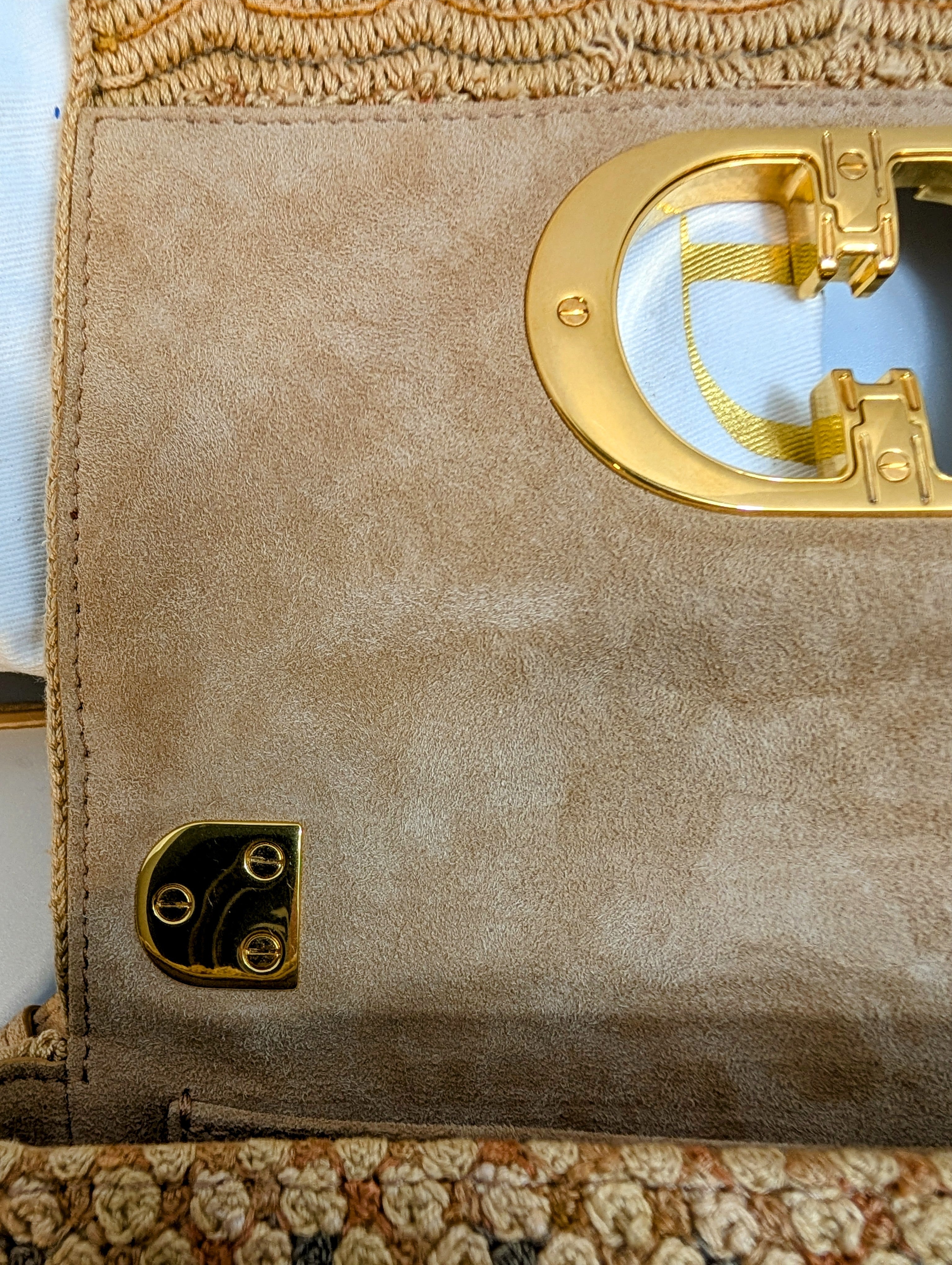 Dior Multicolor Caro Crossbody Woven Raffia Bag