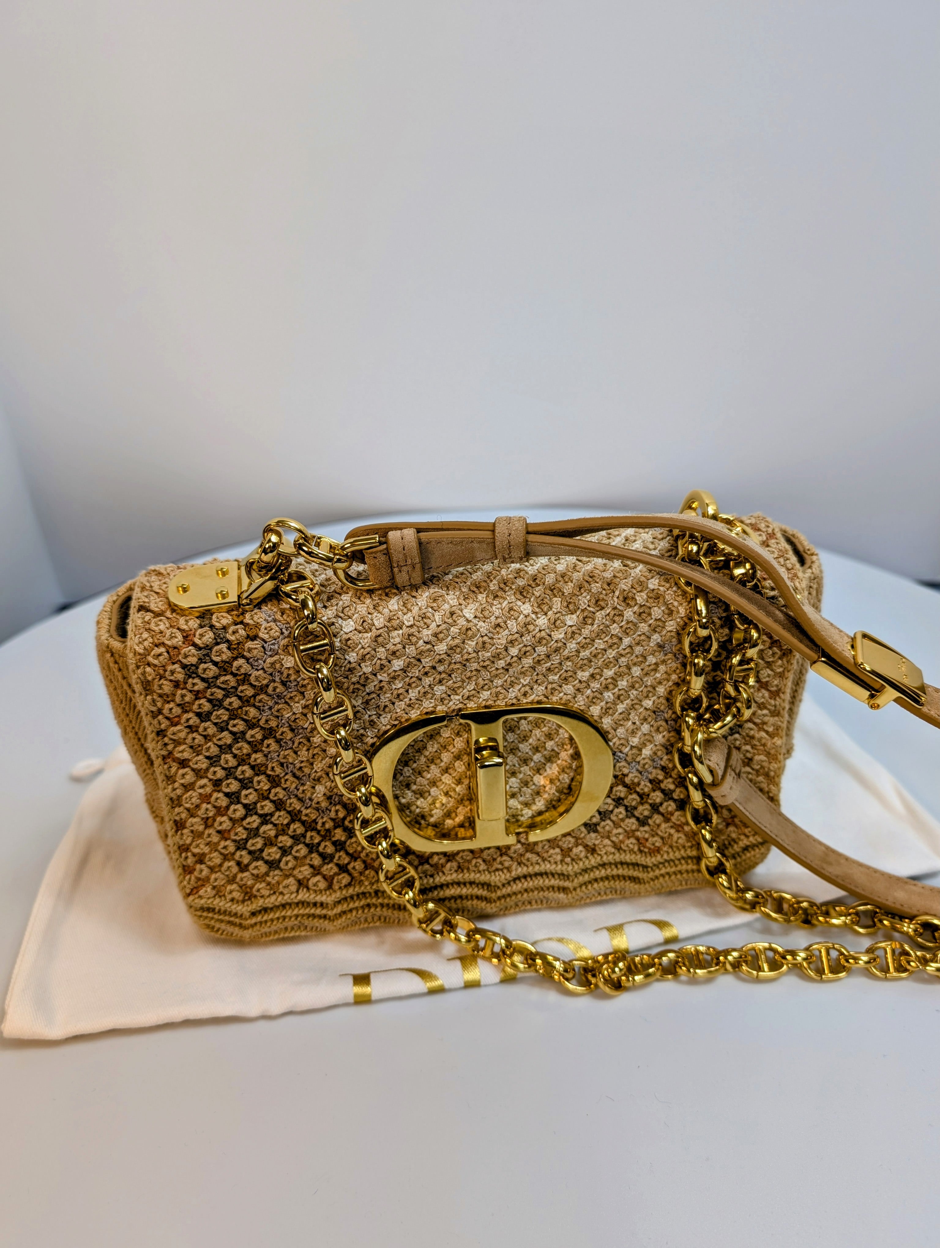 Dior Multicolor Caro Crossbody Woven Raffia Bag