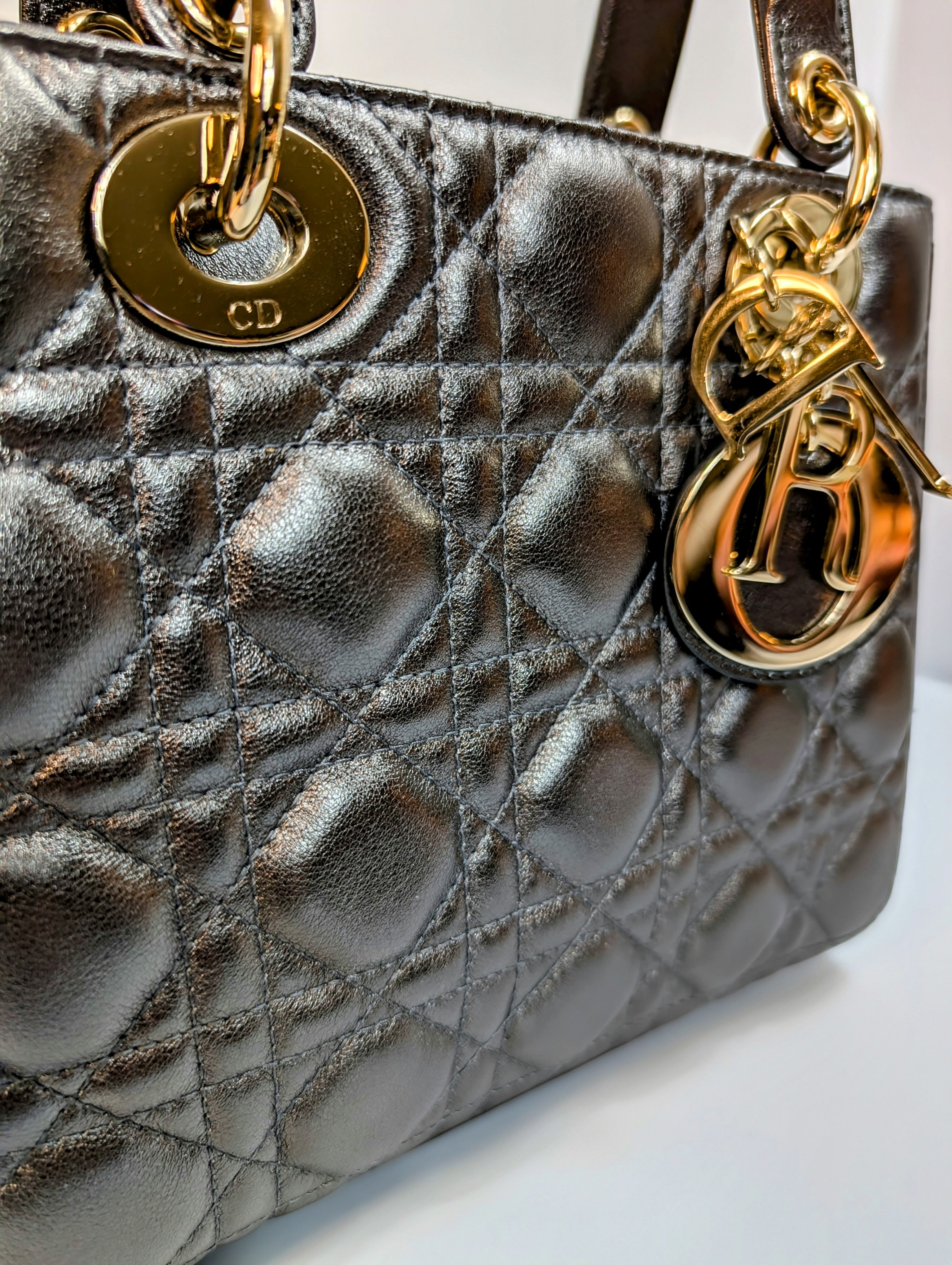Dior Lady Dior Metallic Gray Cannage My ABCDior Bag