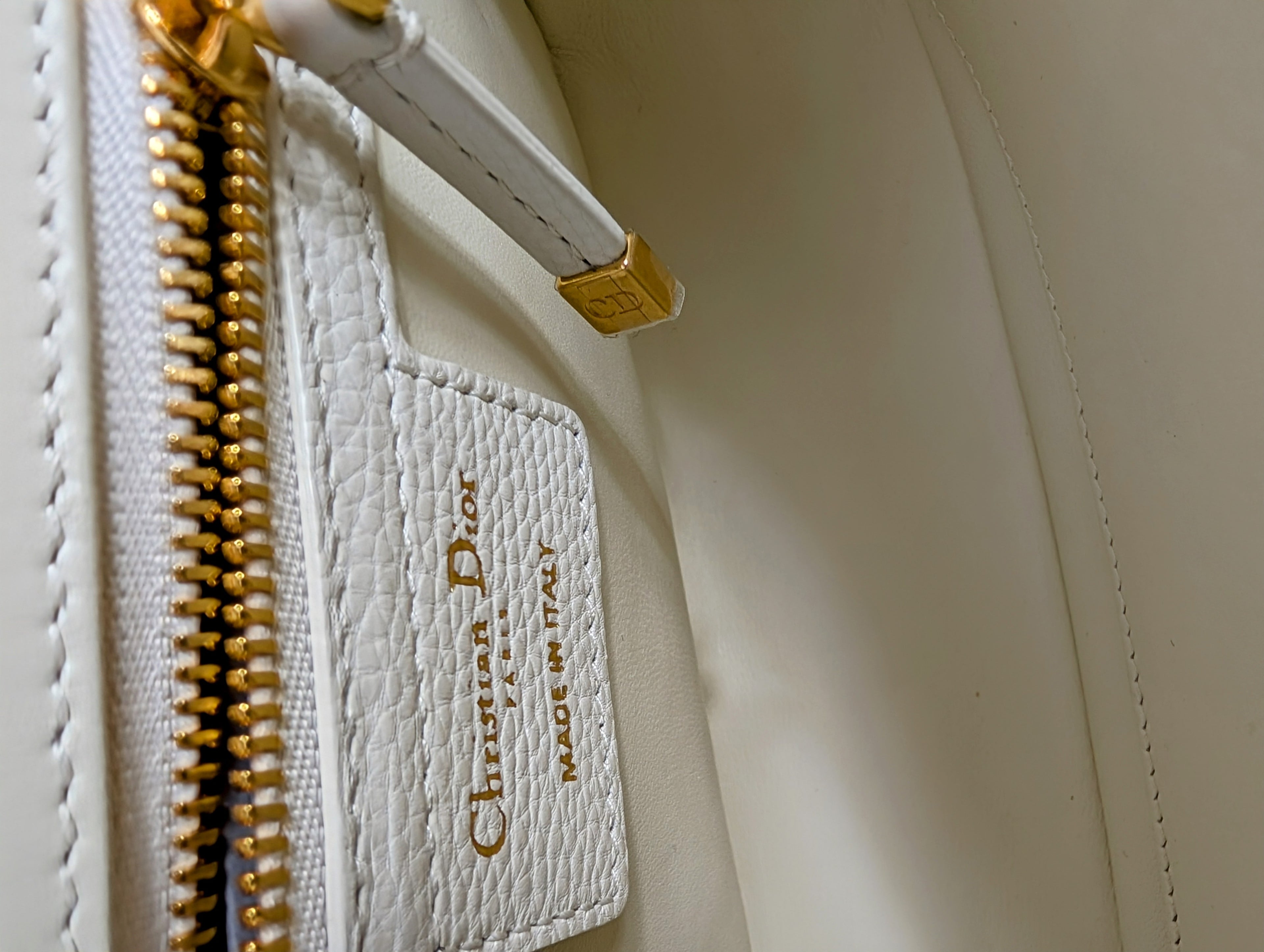 Christian Dior Cream Caro Bag Cannage Quilt Calfskin Medium
