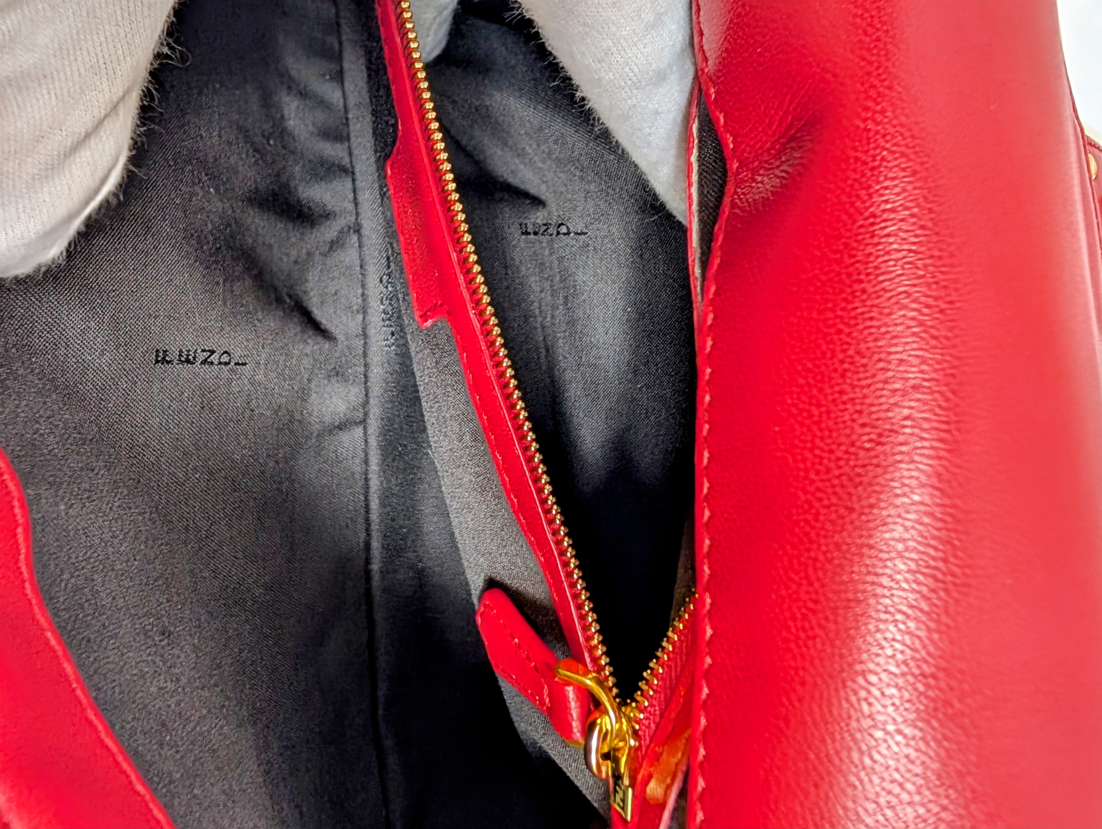 Fendi Red Embossed Baguette Bag with Embossed FF Monogram