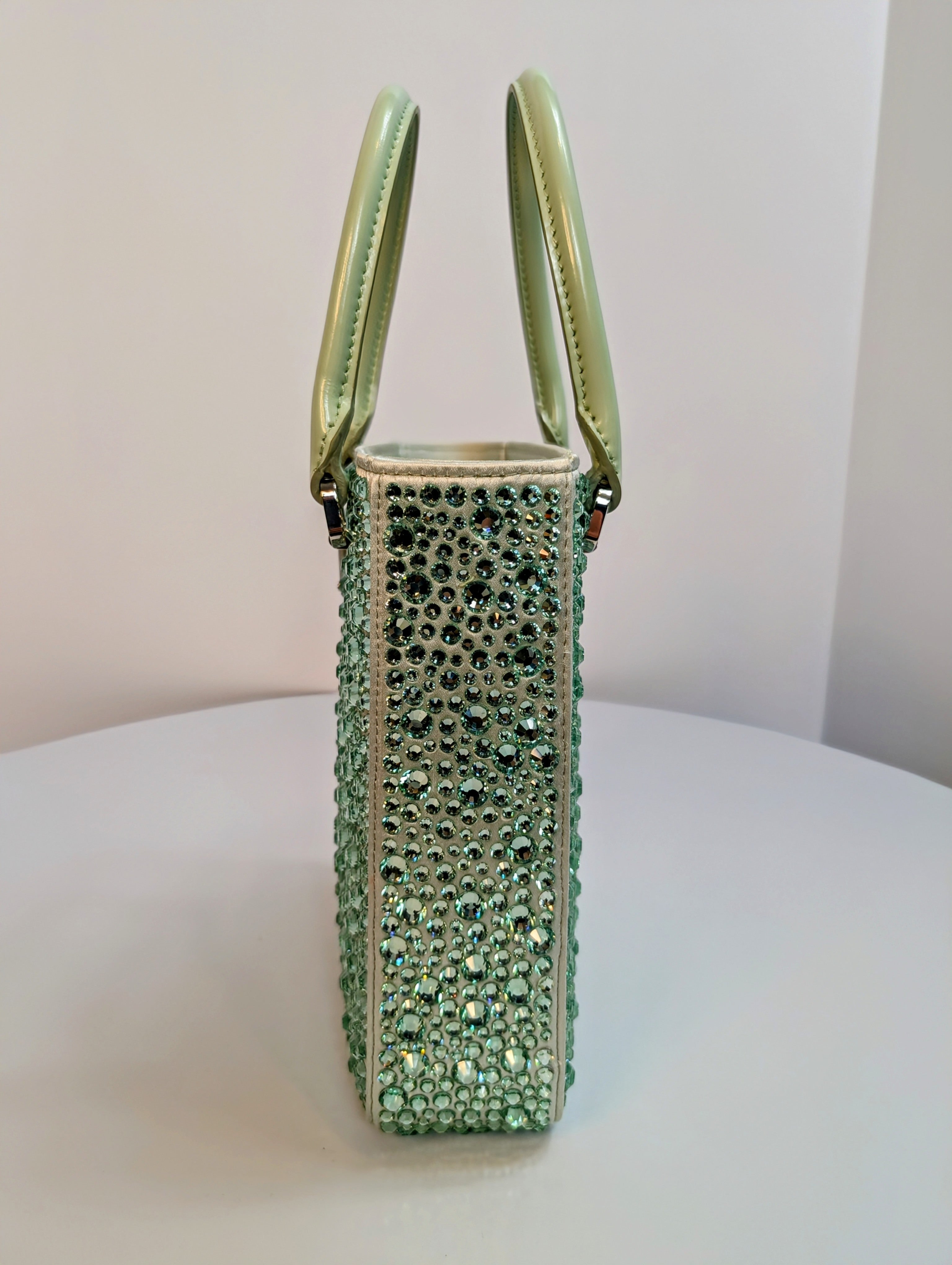 Prada Light Green/Aqua Crystal Embellished Double-Handle Crossbody