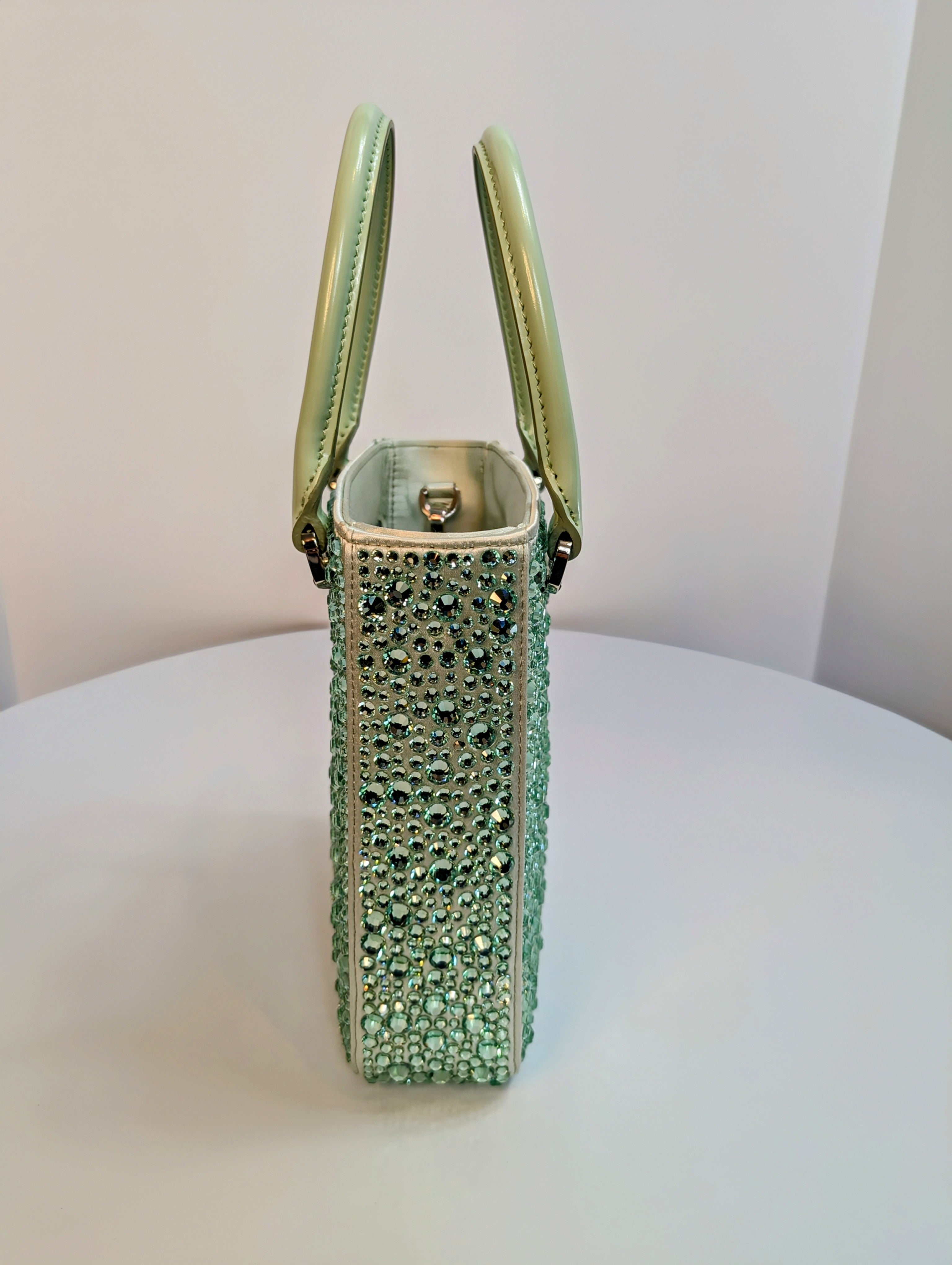 Prada Light Green/Aqua Crystal Embellished Double-Handle Crossbody
