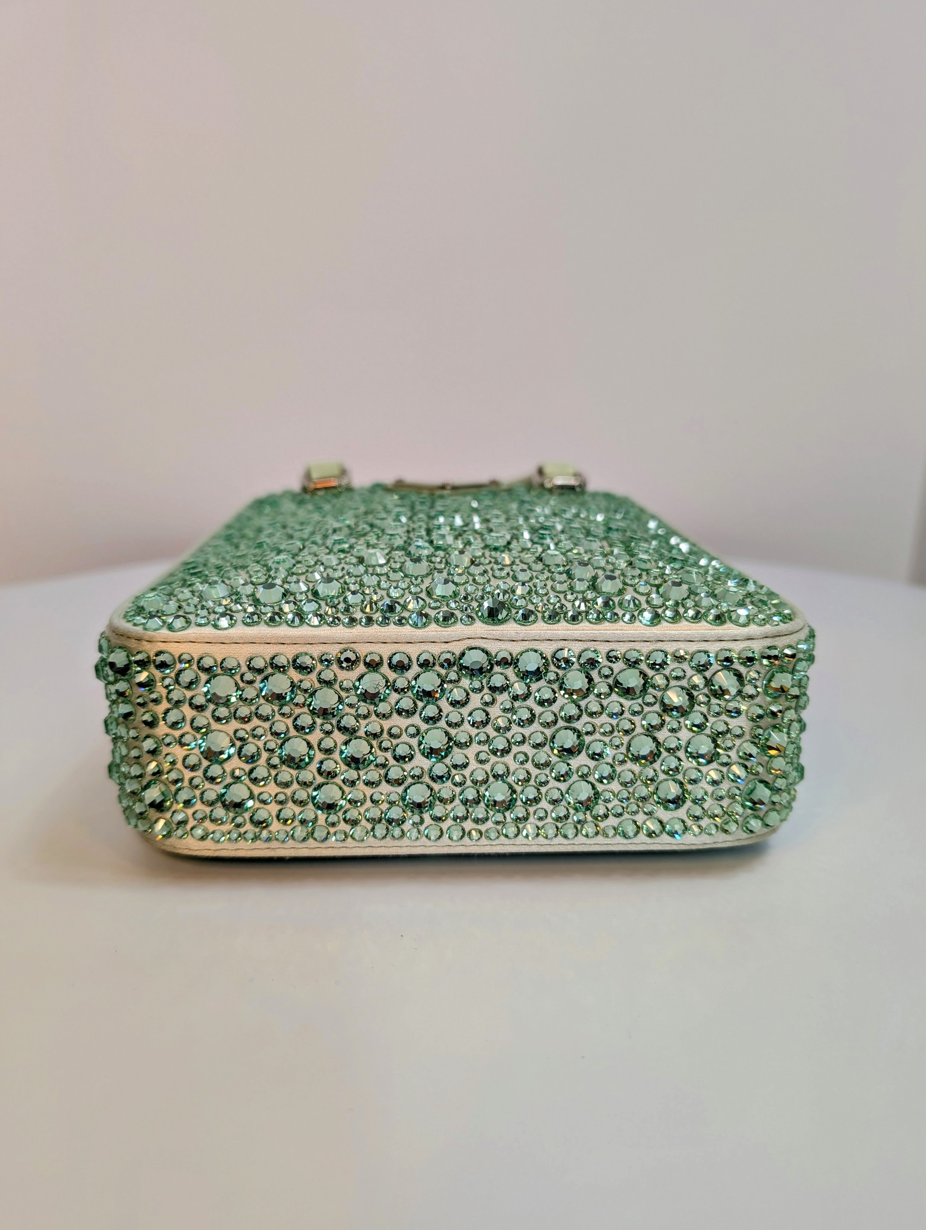 Prada Light Green/Aqua Crystal Embellished Double-Handle Crossbody