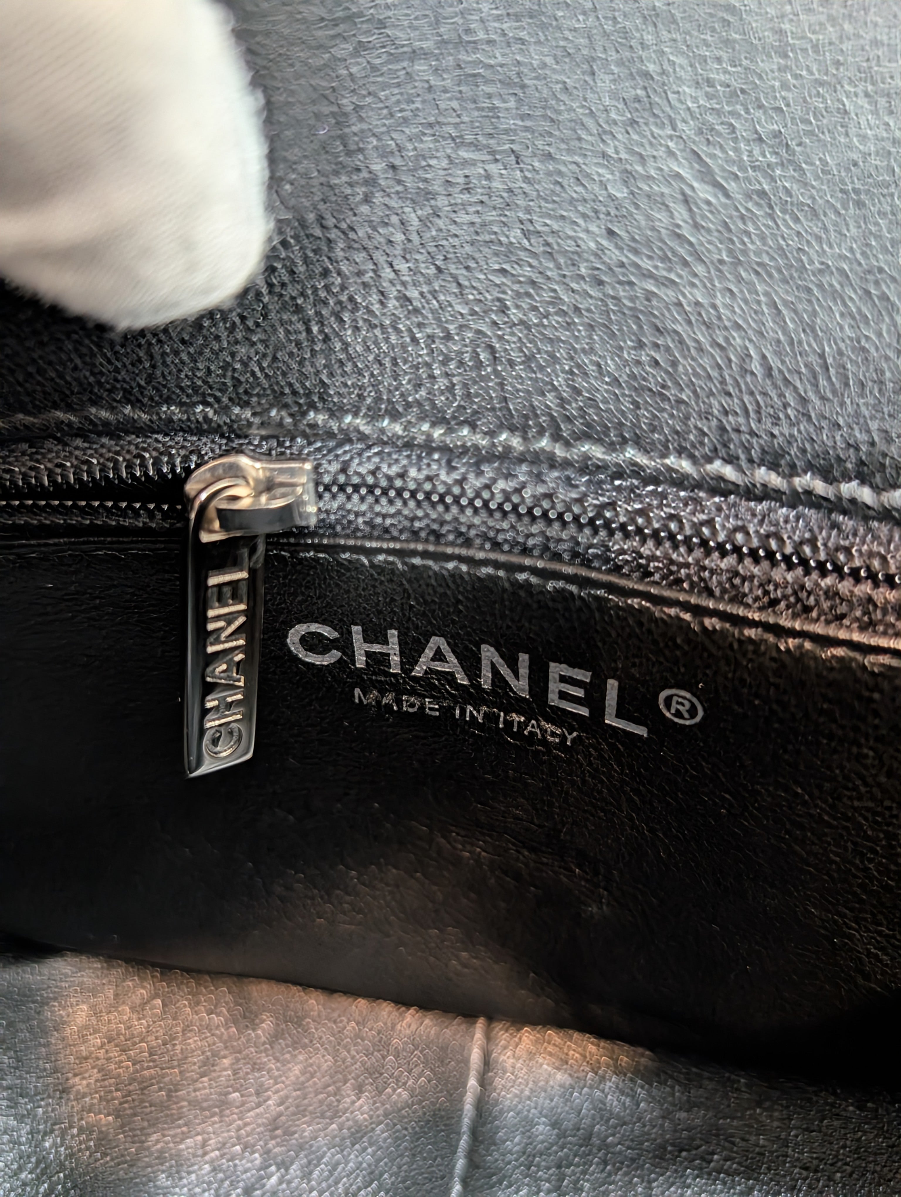 Chanel White and Black Patchwork Round Bottom Tophandle Flap Bag