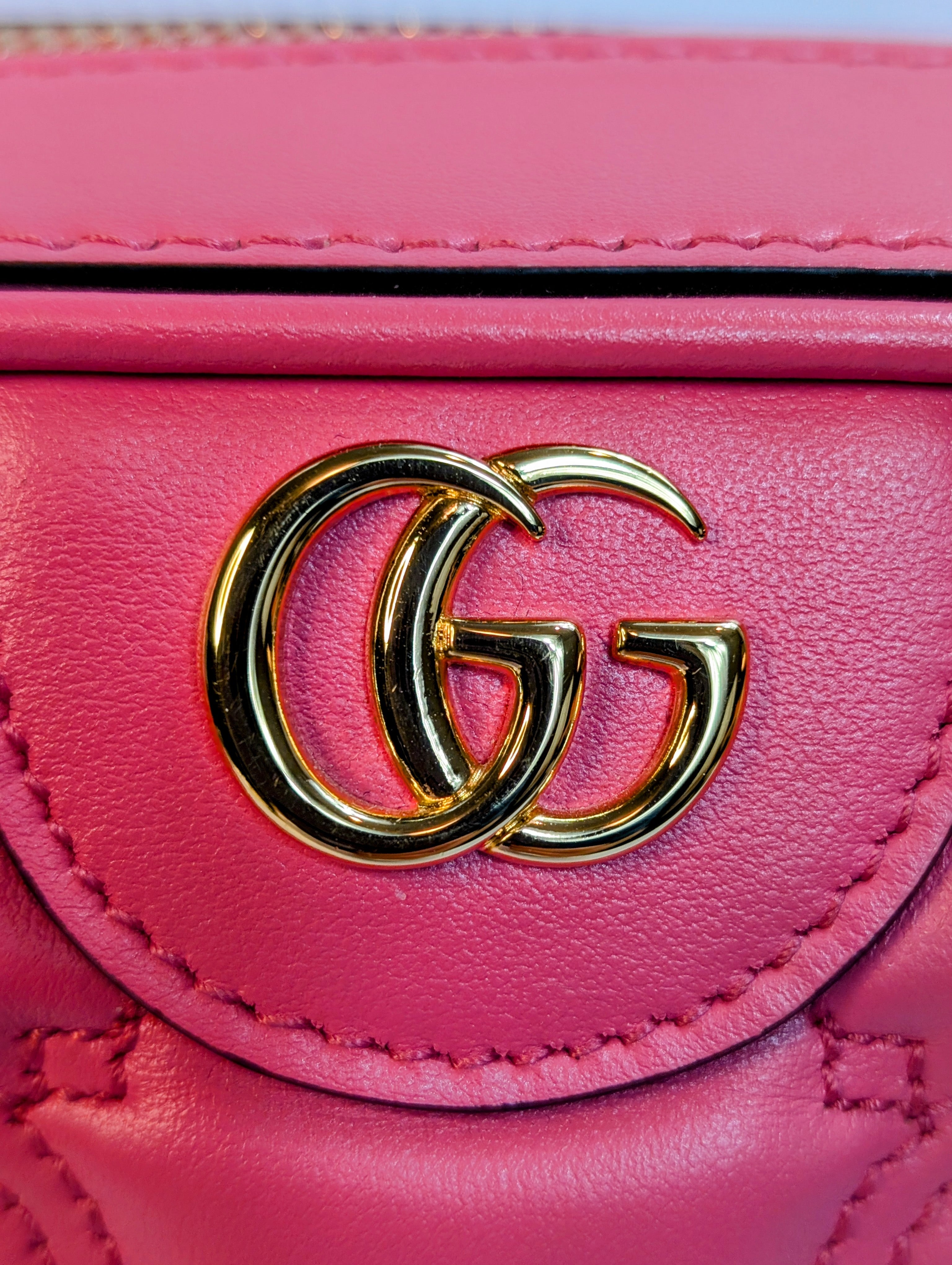 Gucci GG Hot Pink Matelasse Leather Double-Strap Camera Bag