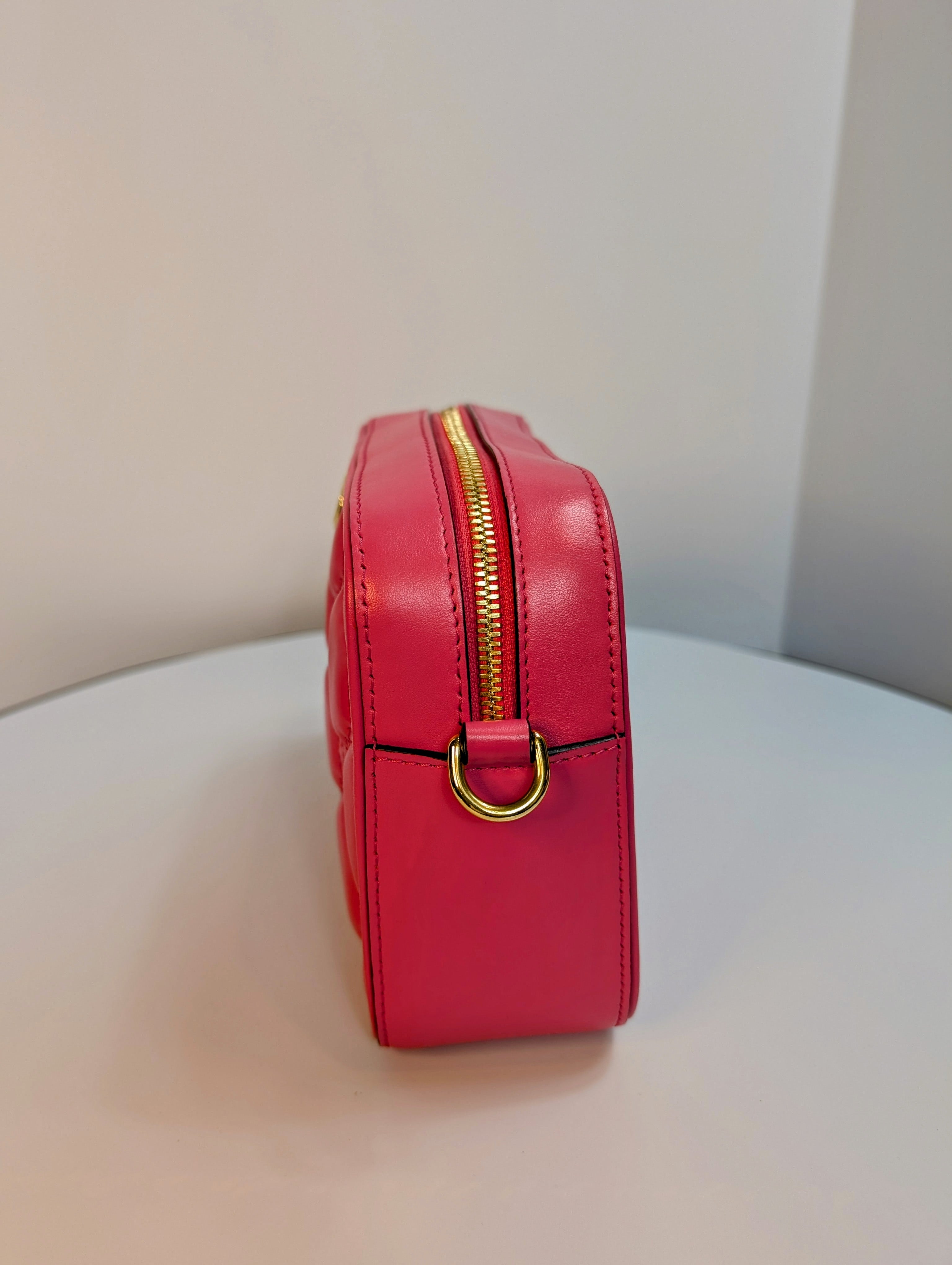 Gucci GG Hot Pink Matelasse Leather Double-Strap Camera Bag