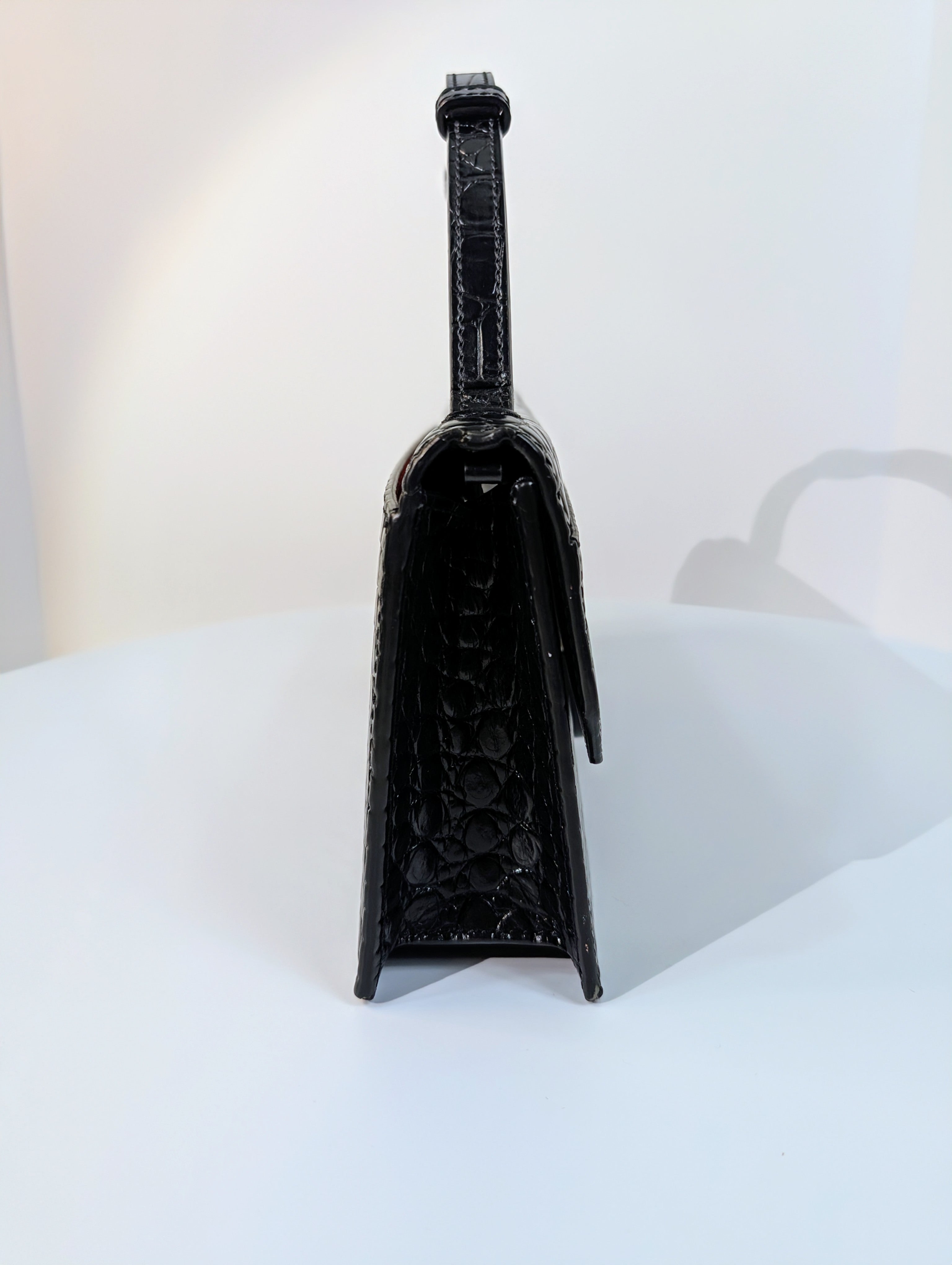 Christian Louboutin Black Elisa Crocodile Embossed Baguette Bag