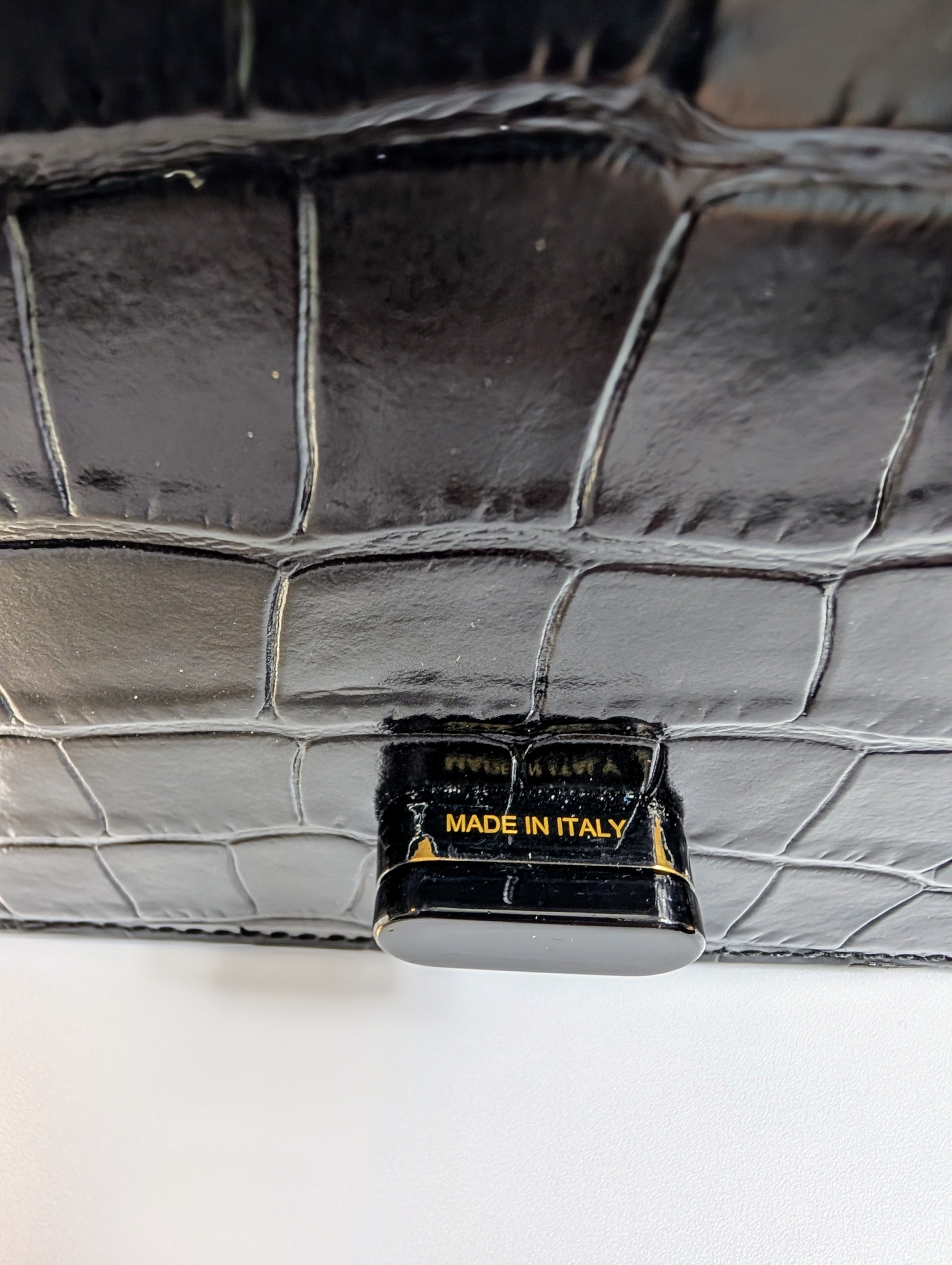 Christian Louboutin Black Elisa Crocodile Embossed Baguette Bag