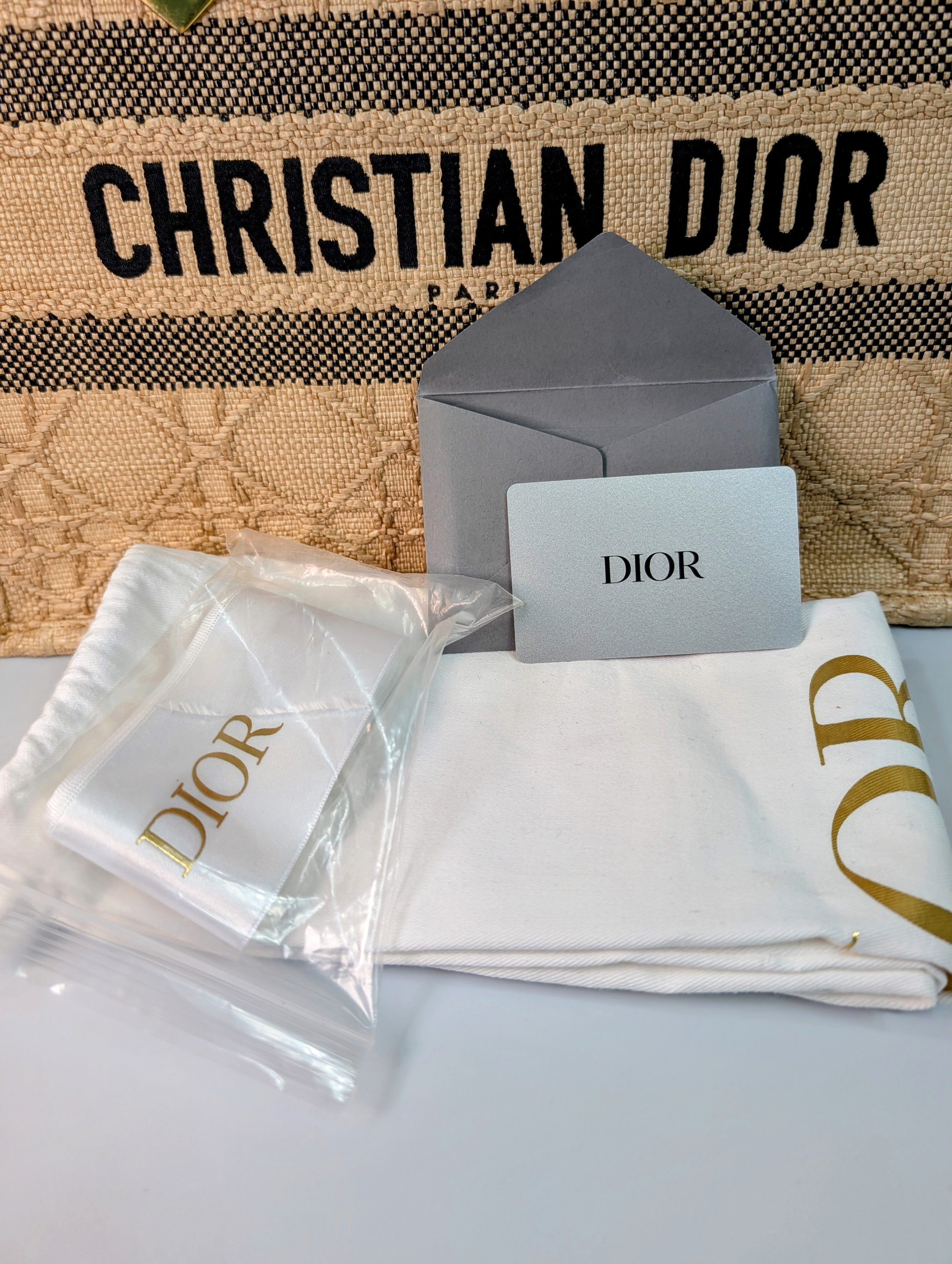 Dior Medium Raffia Book Tote with Heart Charm