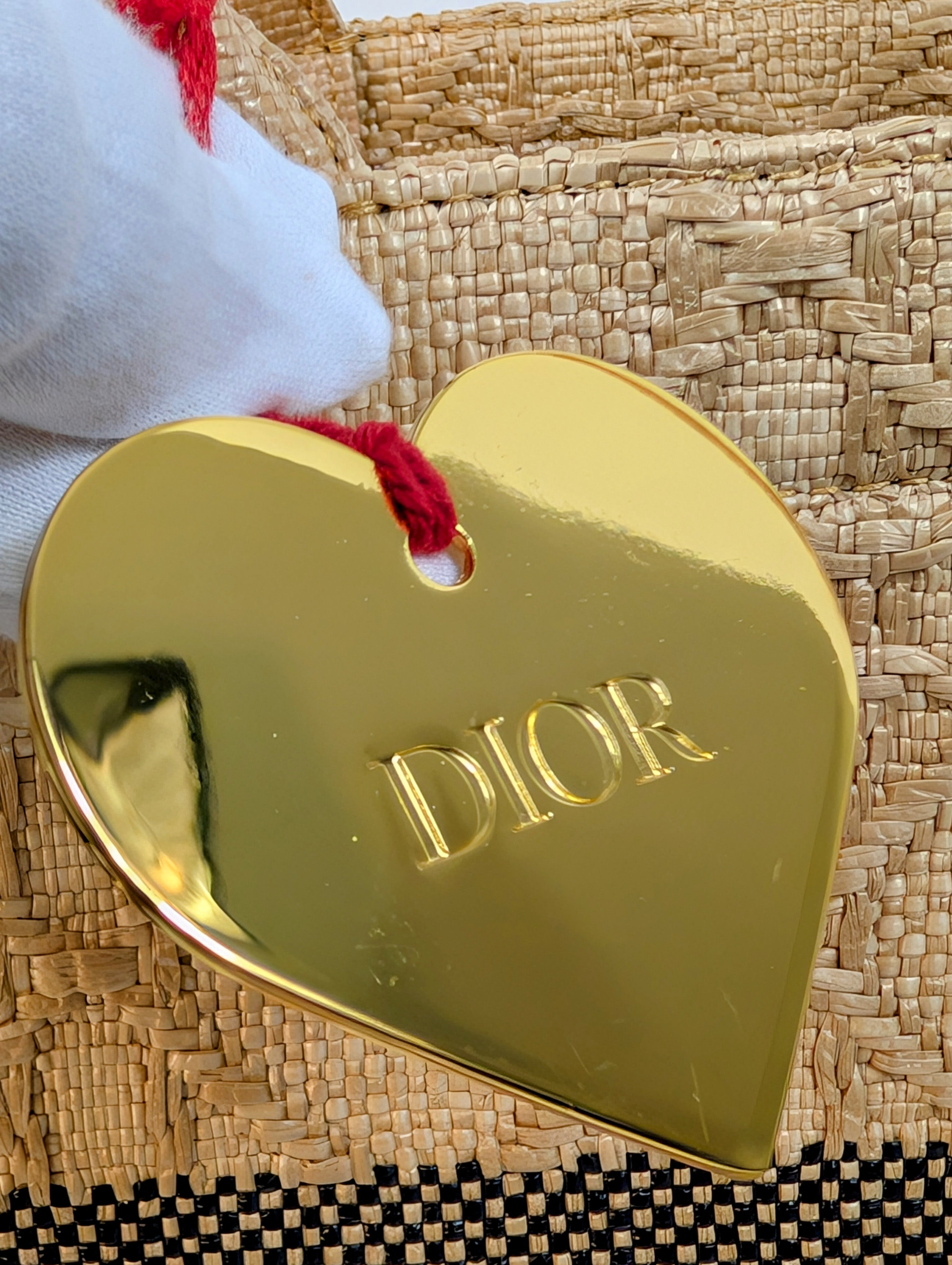 Dior Medium Raffia Book Tote with Heart Charm