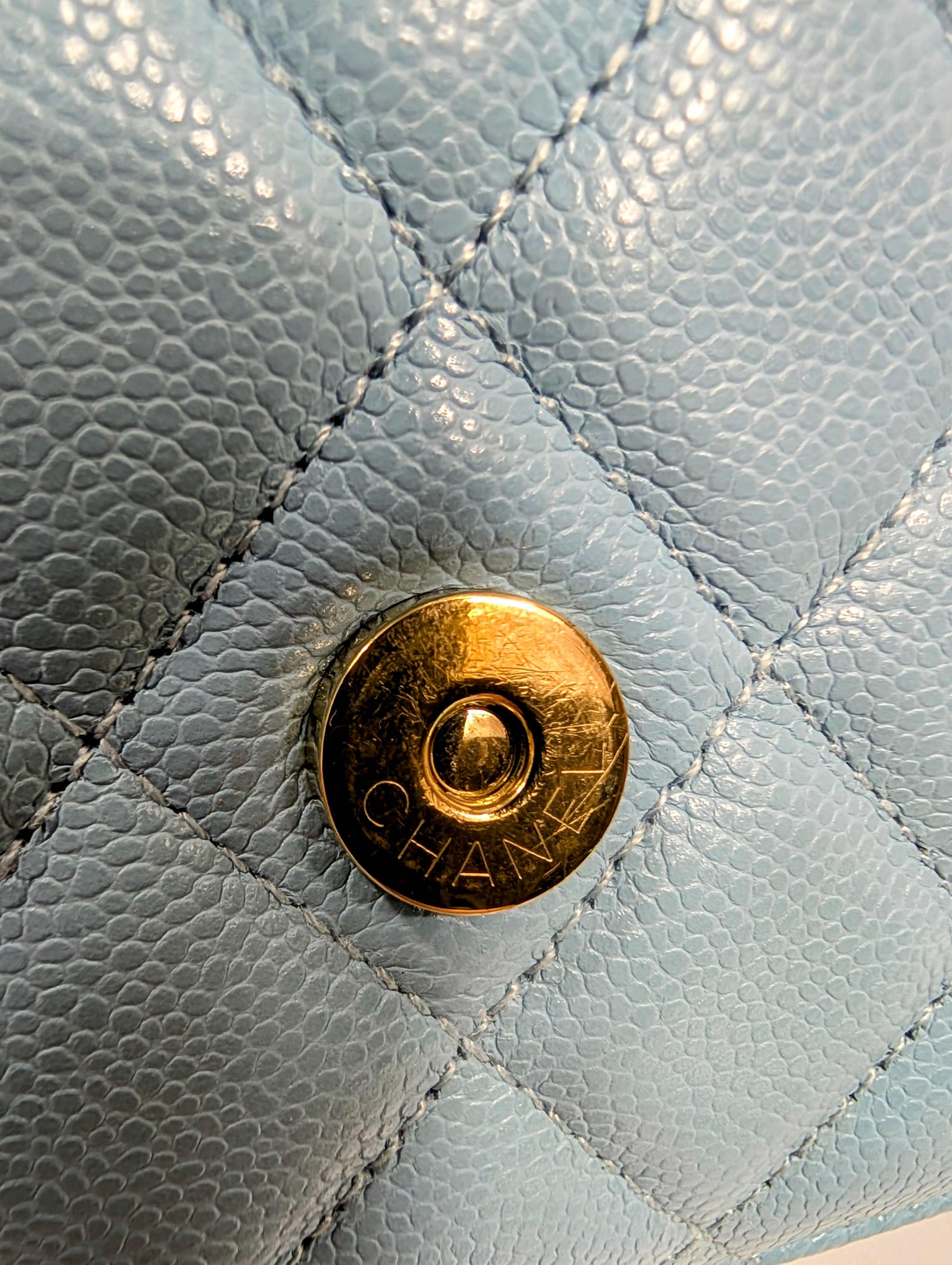 Chanel Tiffany Blue Caviar Wallet on Chain (WOC)
