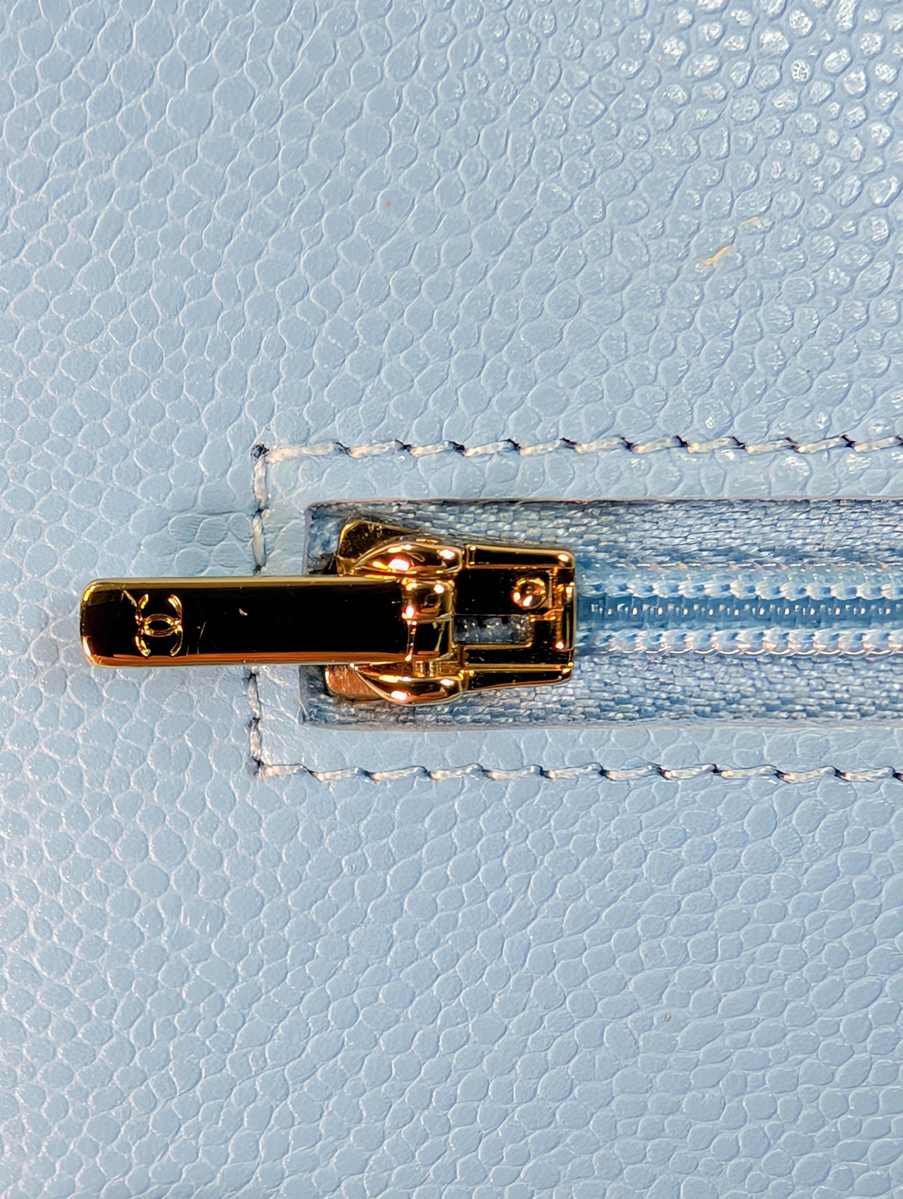 Chanel Tiffany Blue Caviar Wallet on Chain (WOC)