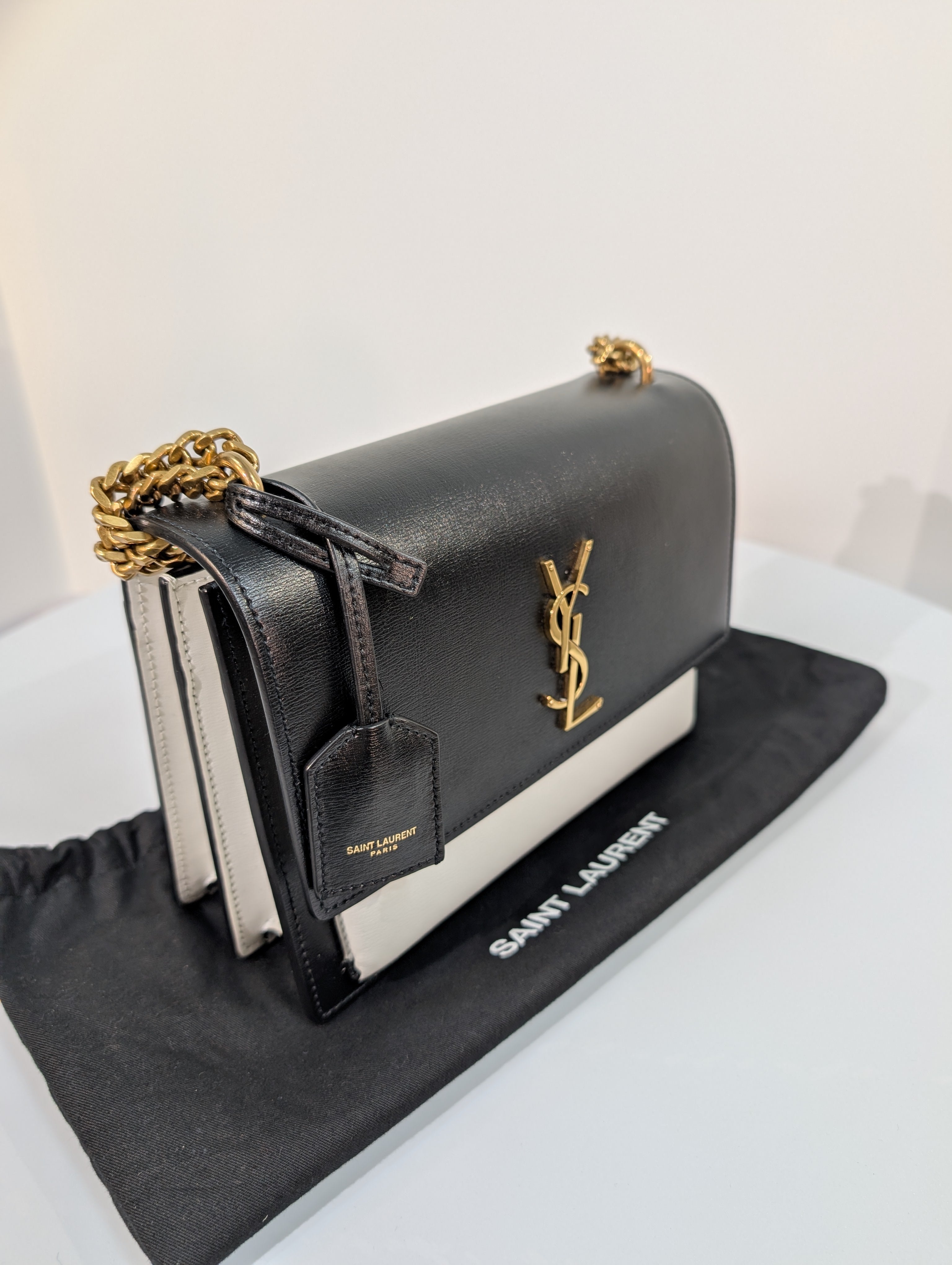 Yves Saint Laurent Sunset Black and White Shoulder Bag