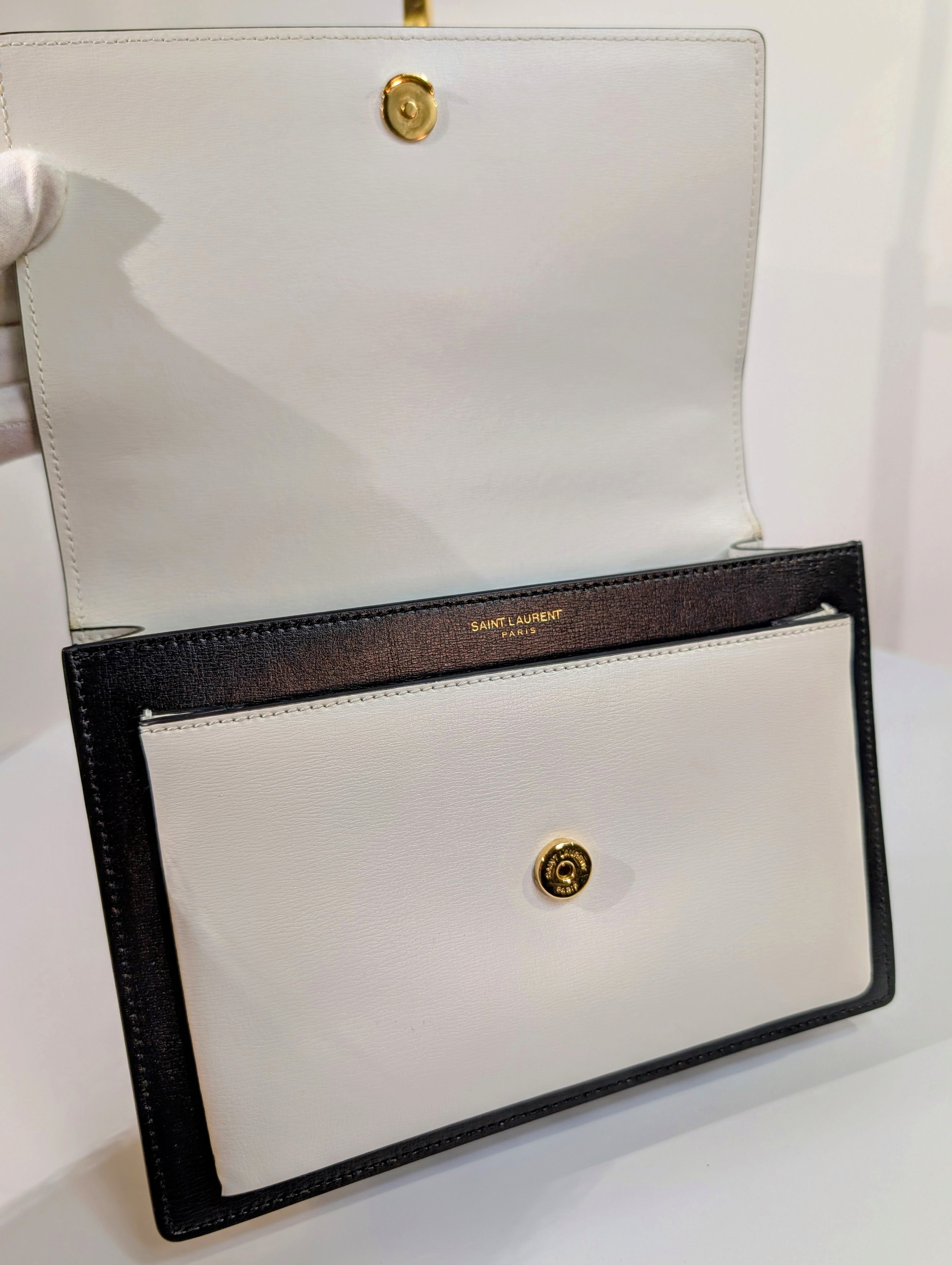 Yves Saint Laurent Sunset Black and White Shoulder Bag