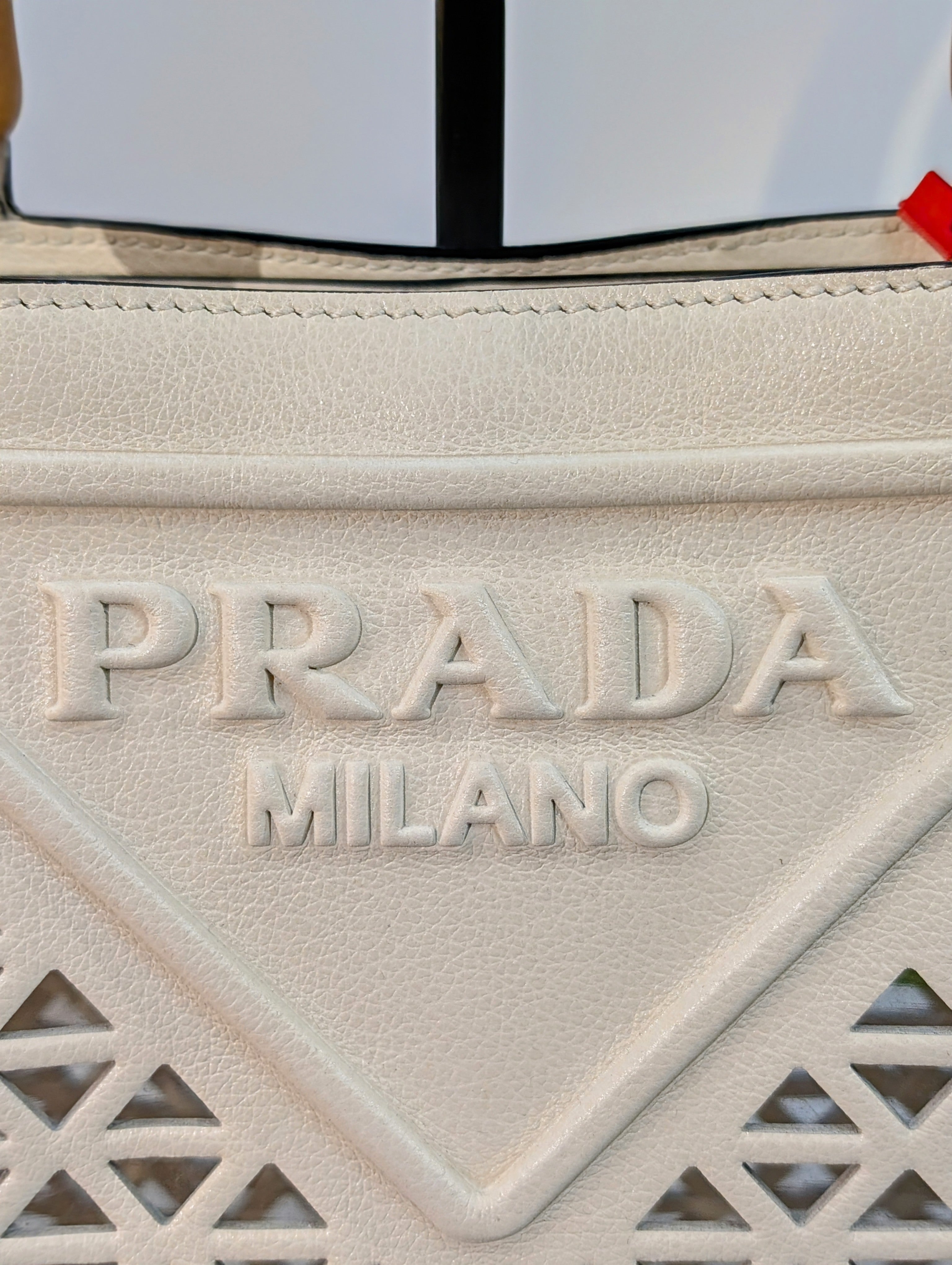 Prada Milano Cream Perforated Tote Bag