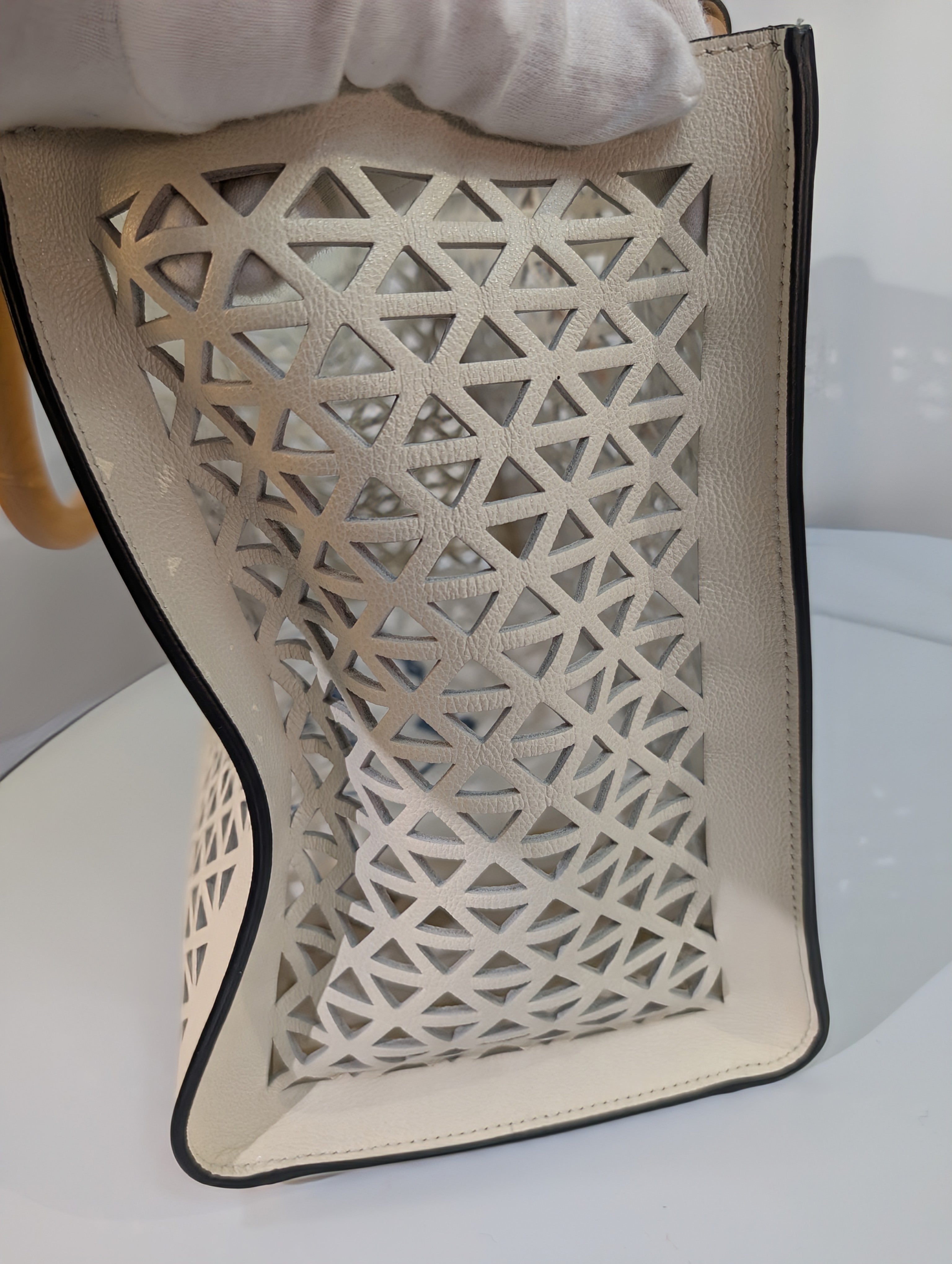 Prada Milano Cream Perforated Tote Bag