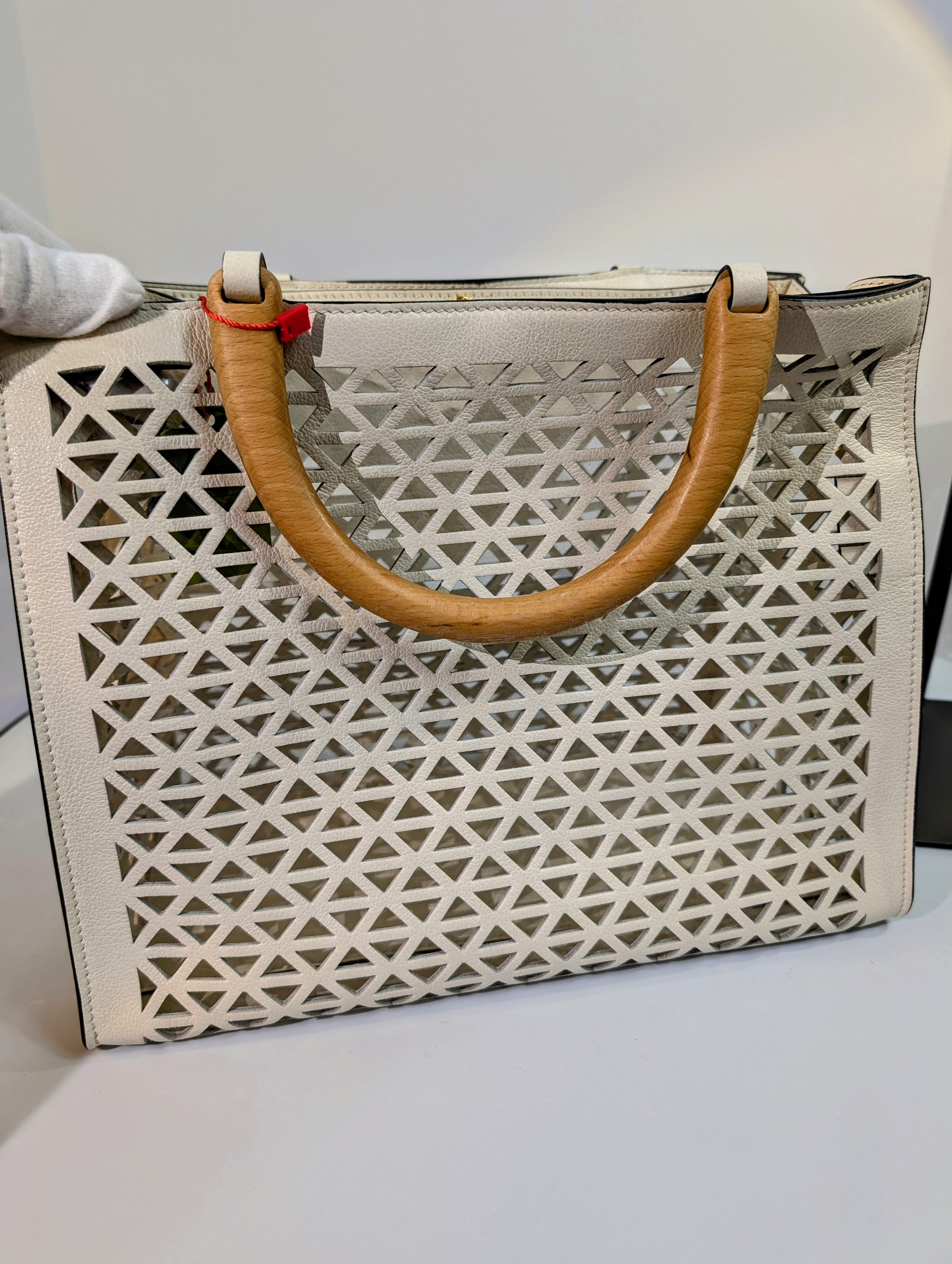 Prada Milano Cream Perforated Tote Bag