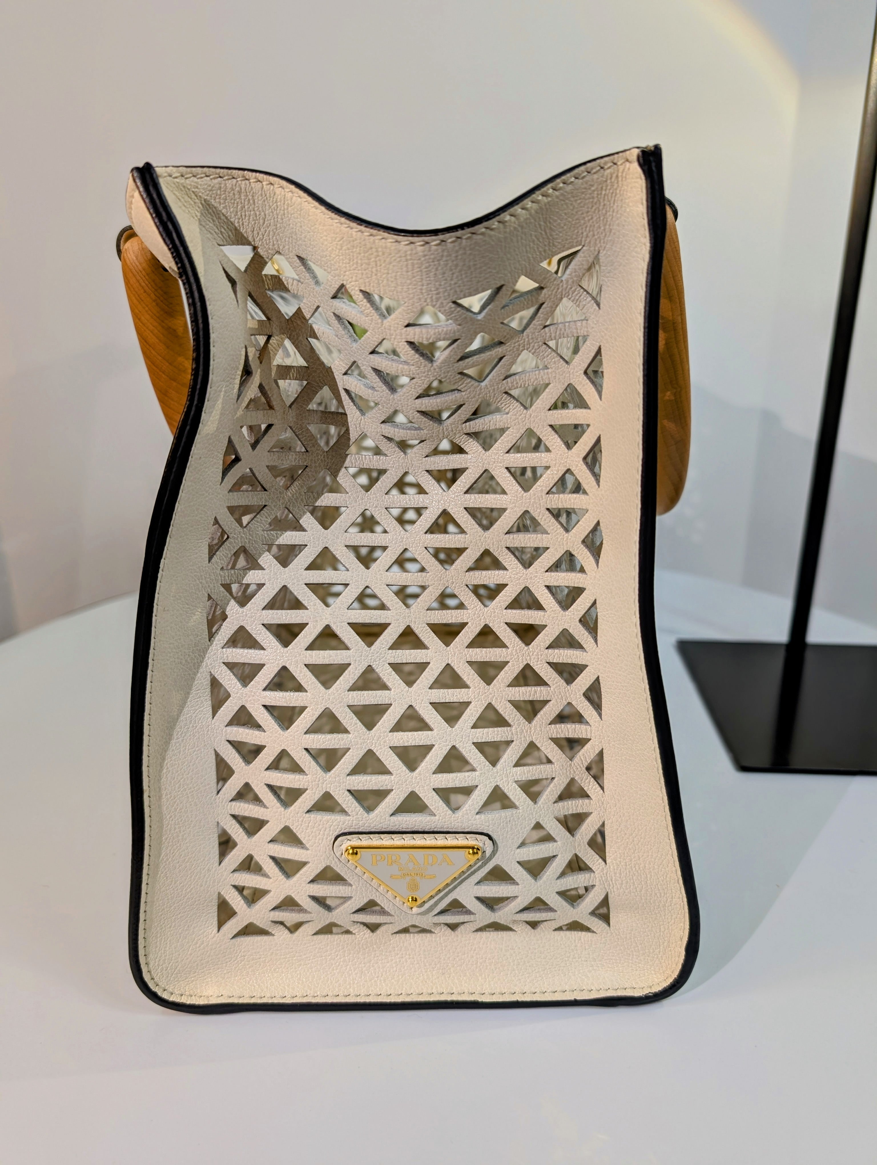 Prada Milano Cream Perforated Tote Bag