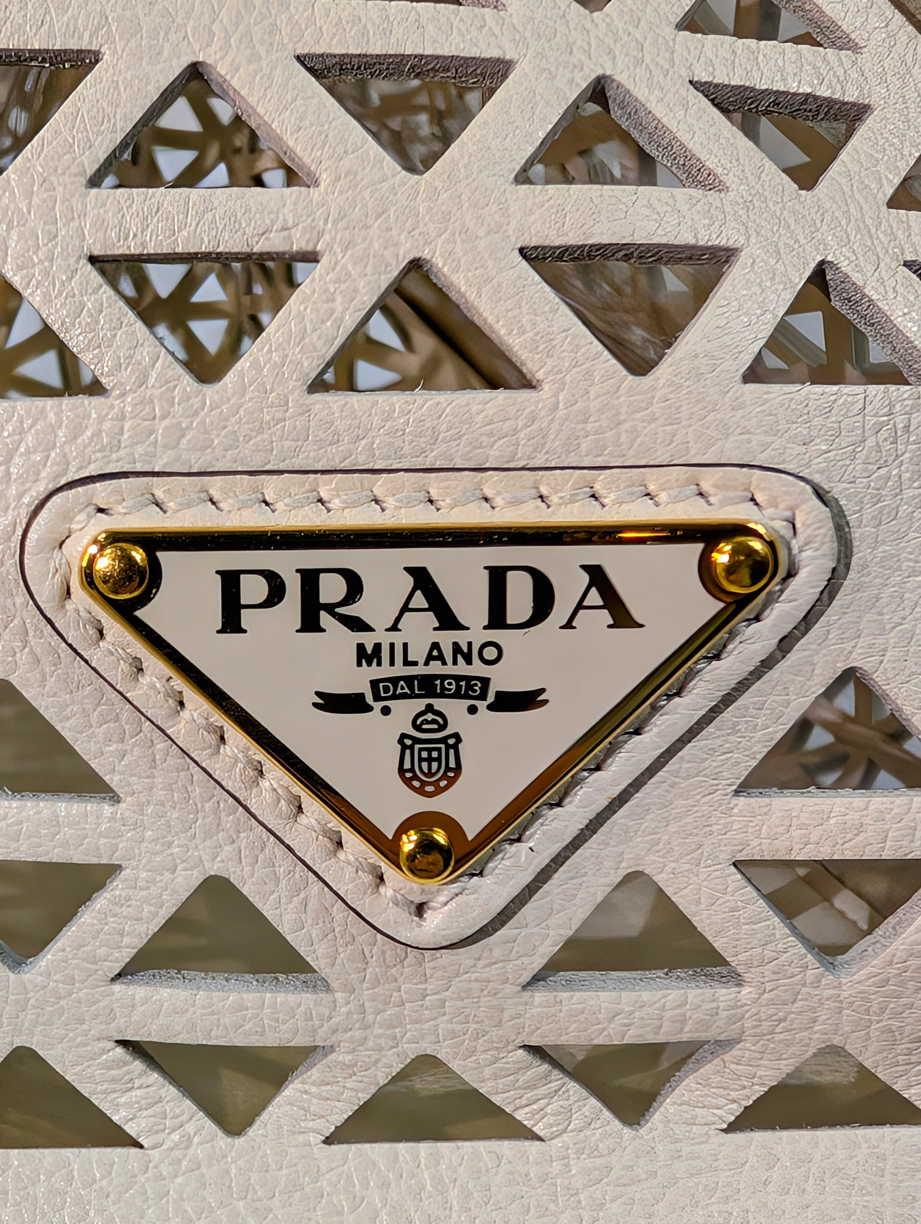 Prada Milano Cream Perforated Tote Bag