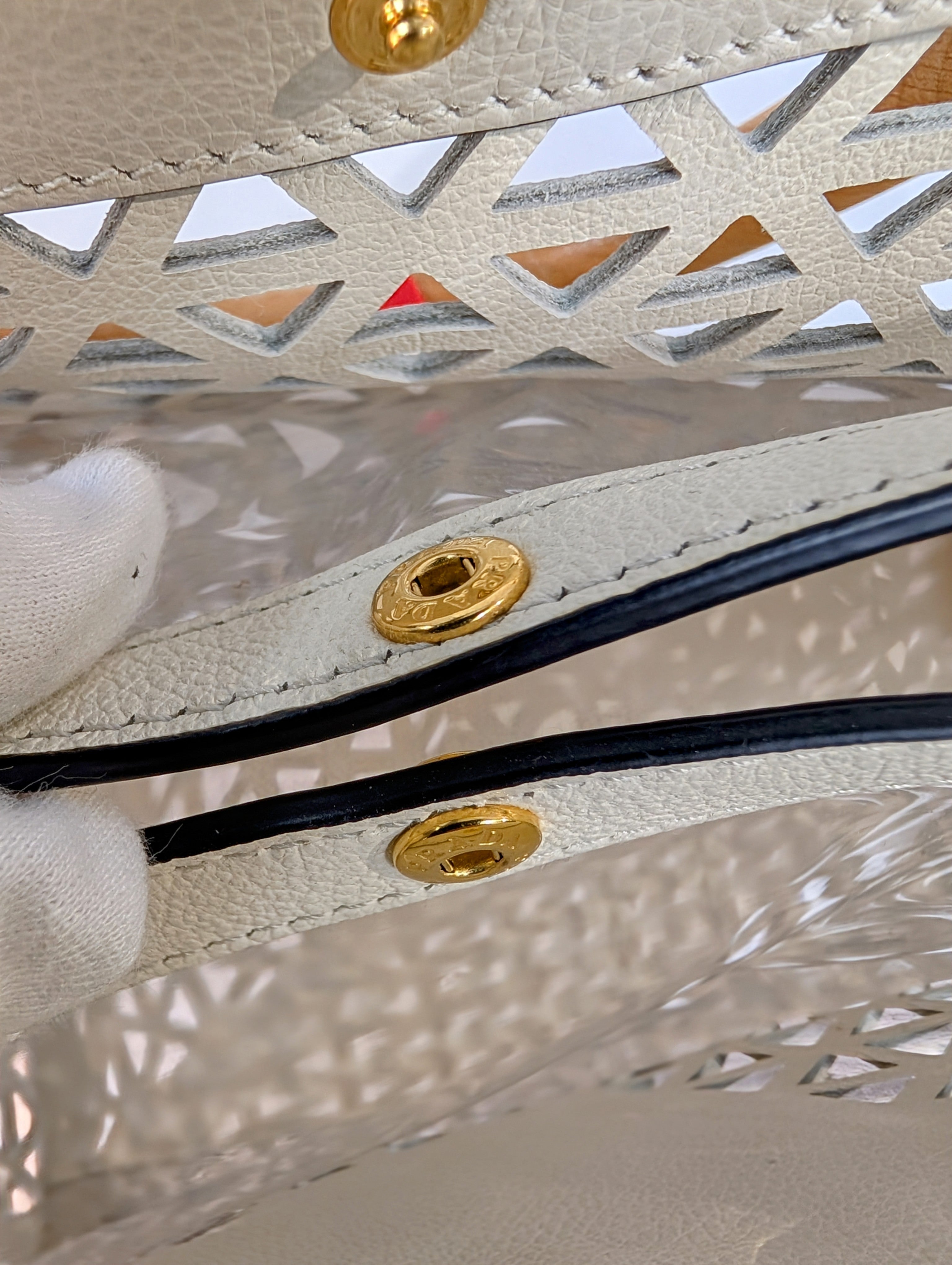 Prada Milano Cream Perforated Tote Bag