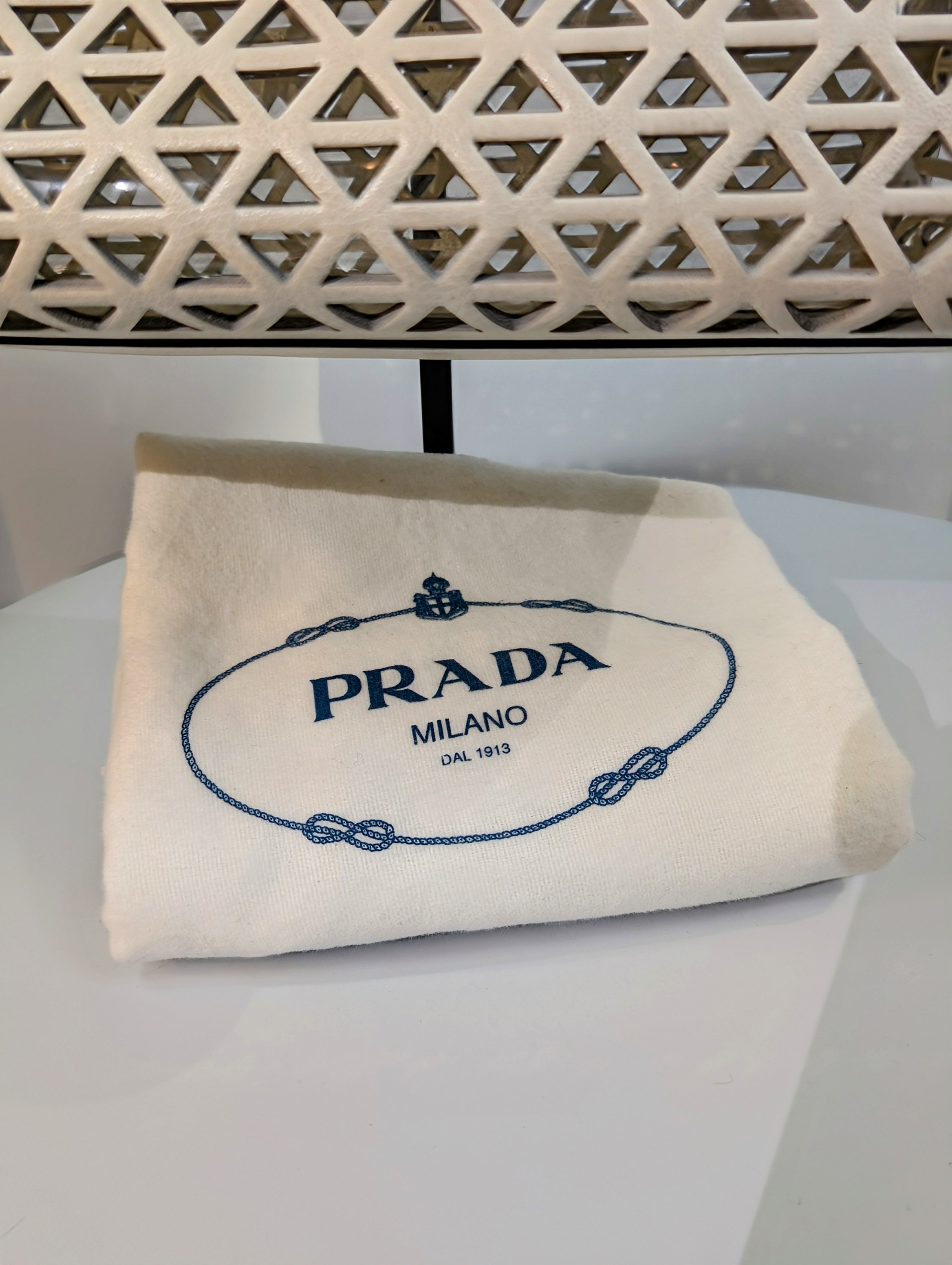 Prada Milano Cream Perforated Tote Bag