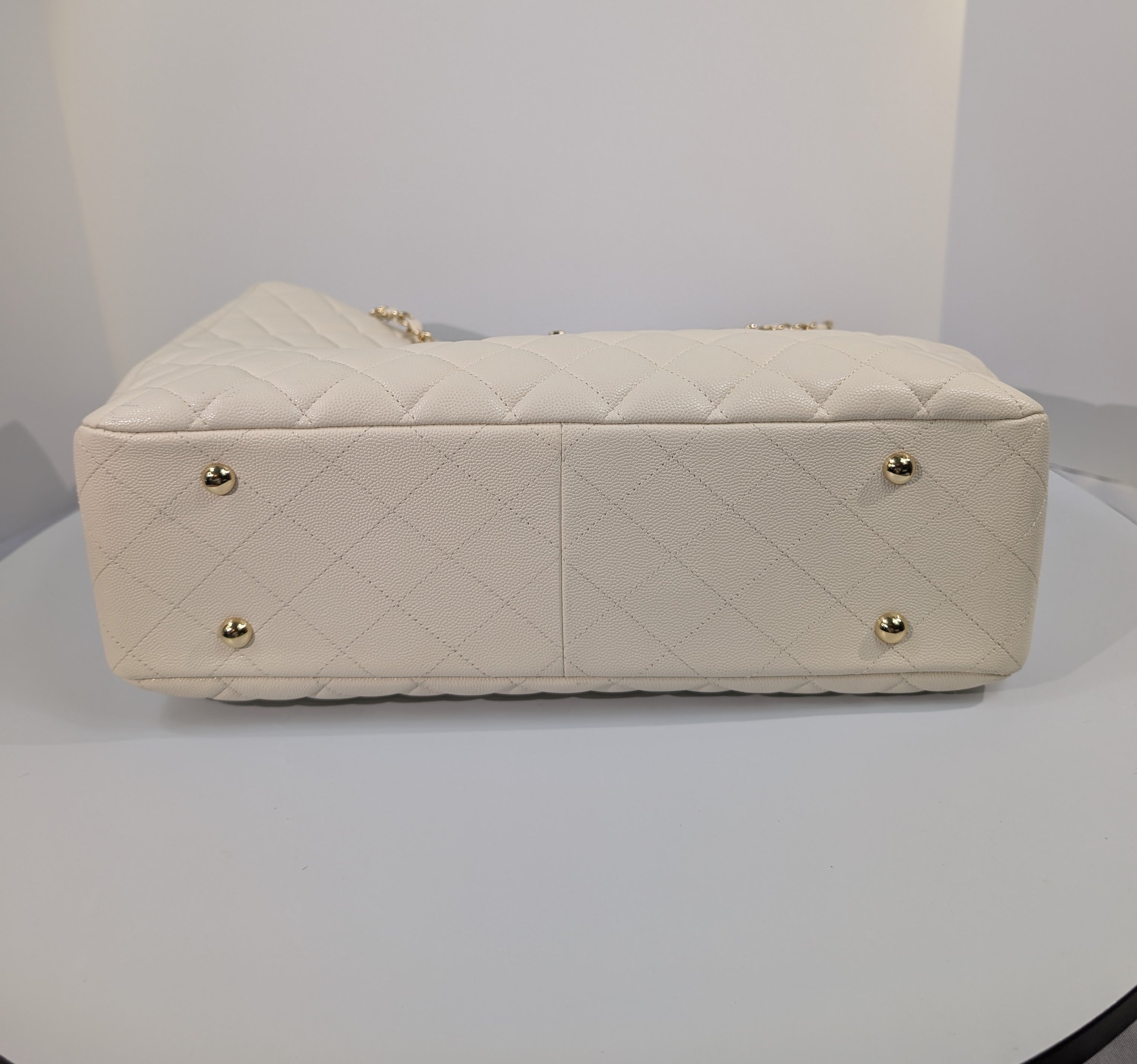 Chanel White Classic Shopping Tote (GST successor) Turnlock Bag
