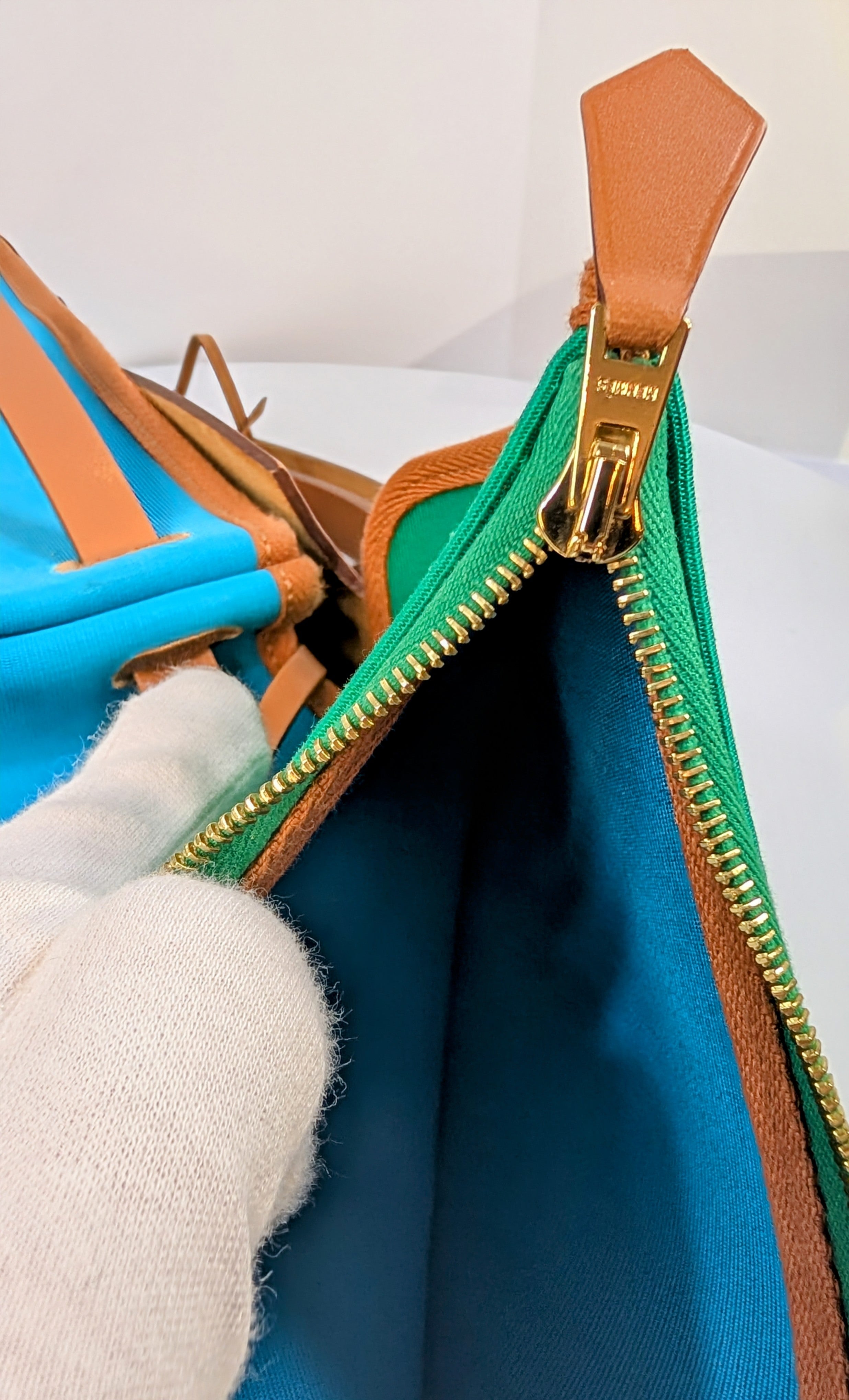 Hermes Blue and Green Herbag Zip 31