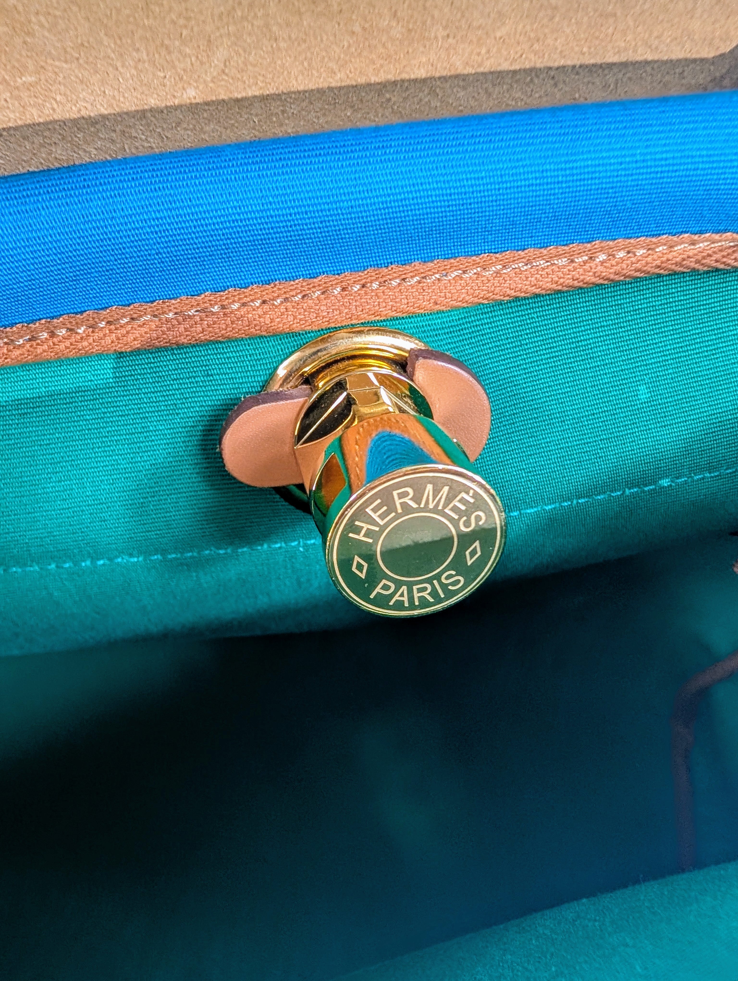 Hermes Blue and Green Herbag Zip 31