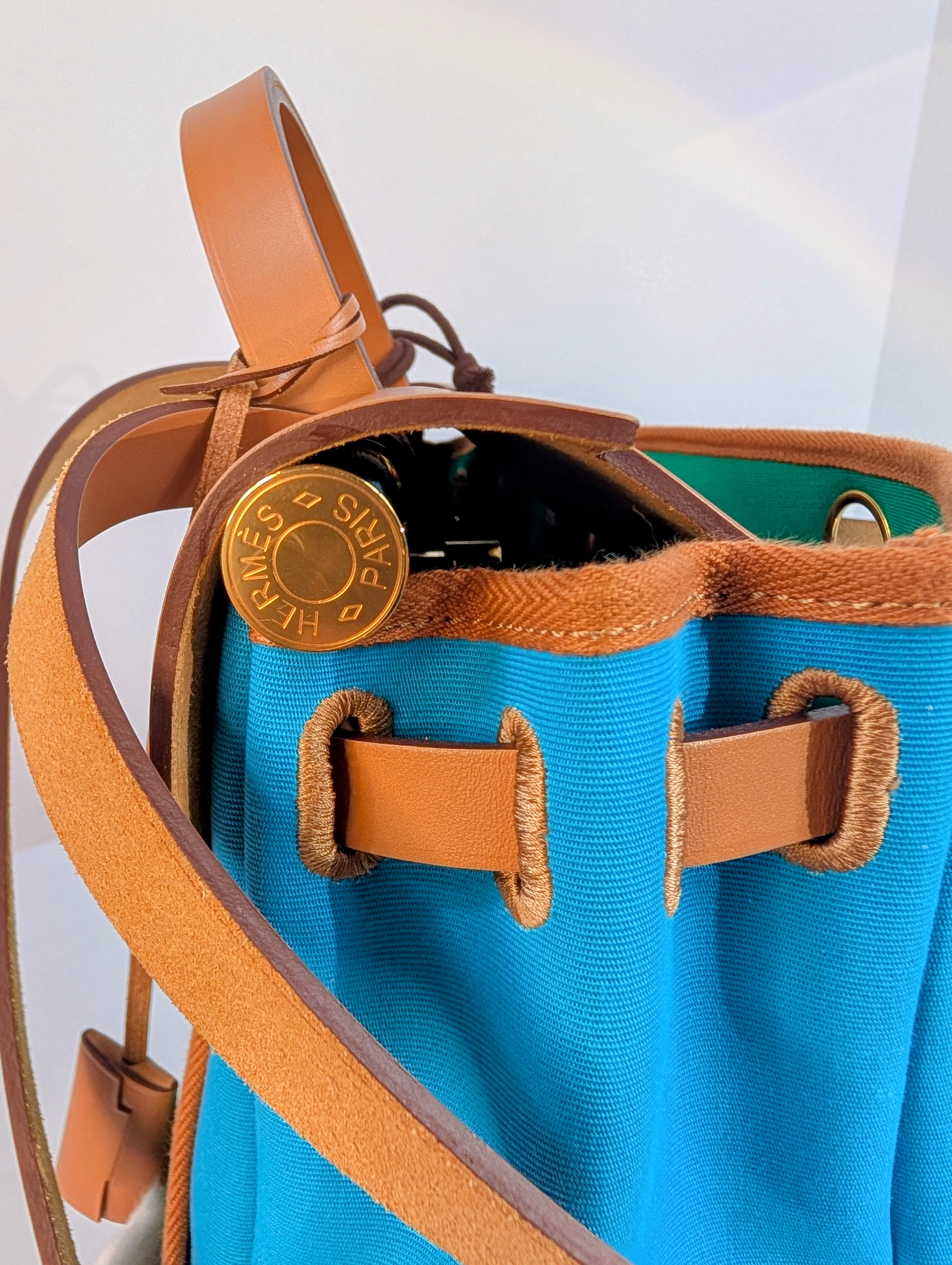 Hermes Blue and Green Herbag Zip 31