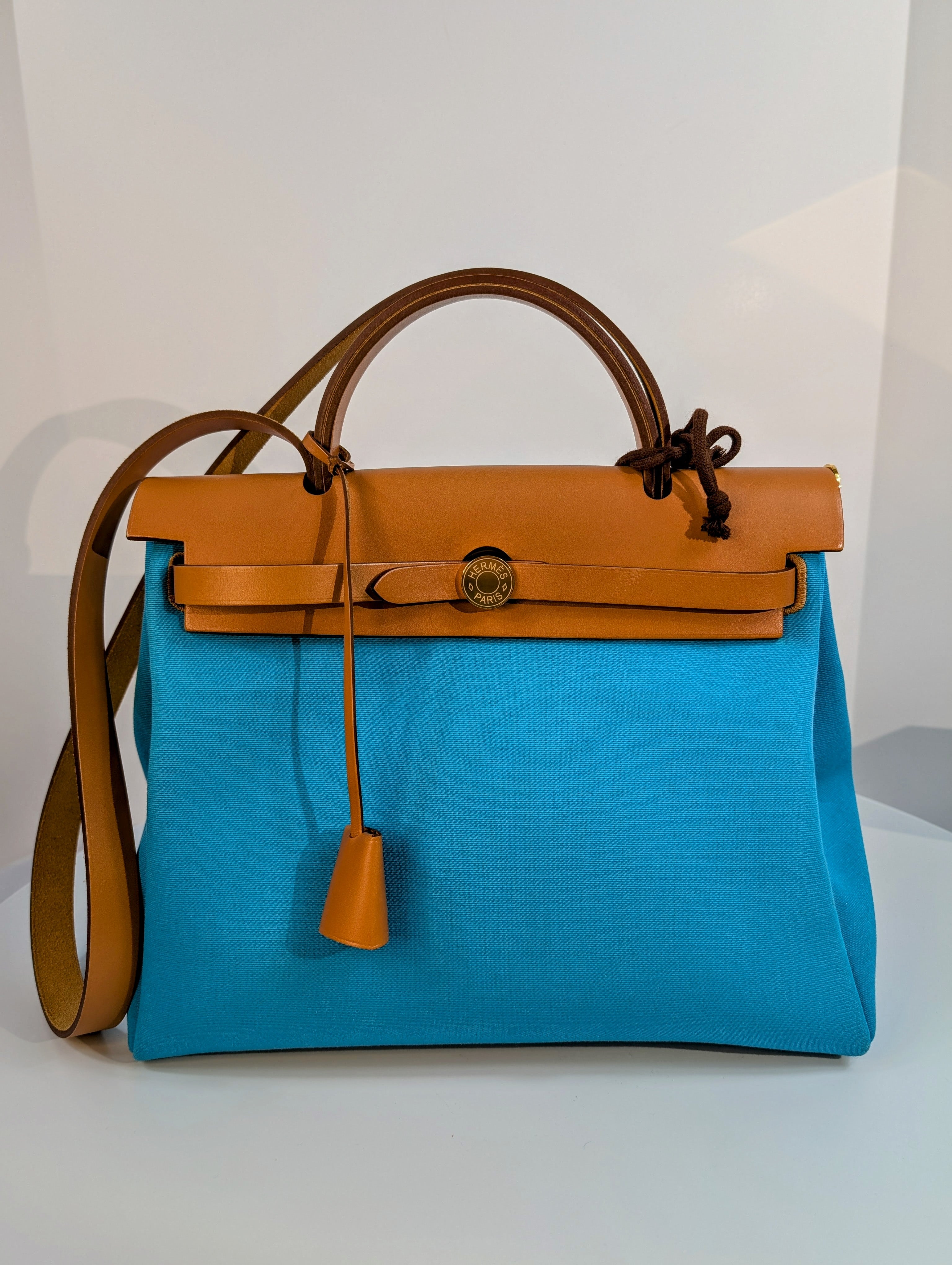 Hermes Blue and Green Herbag Zip 31