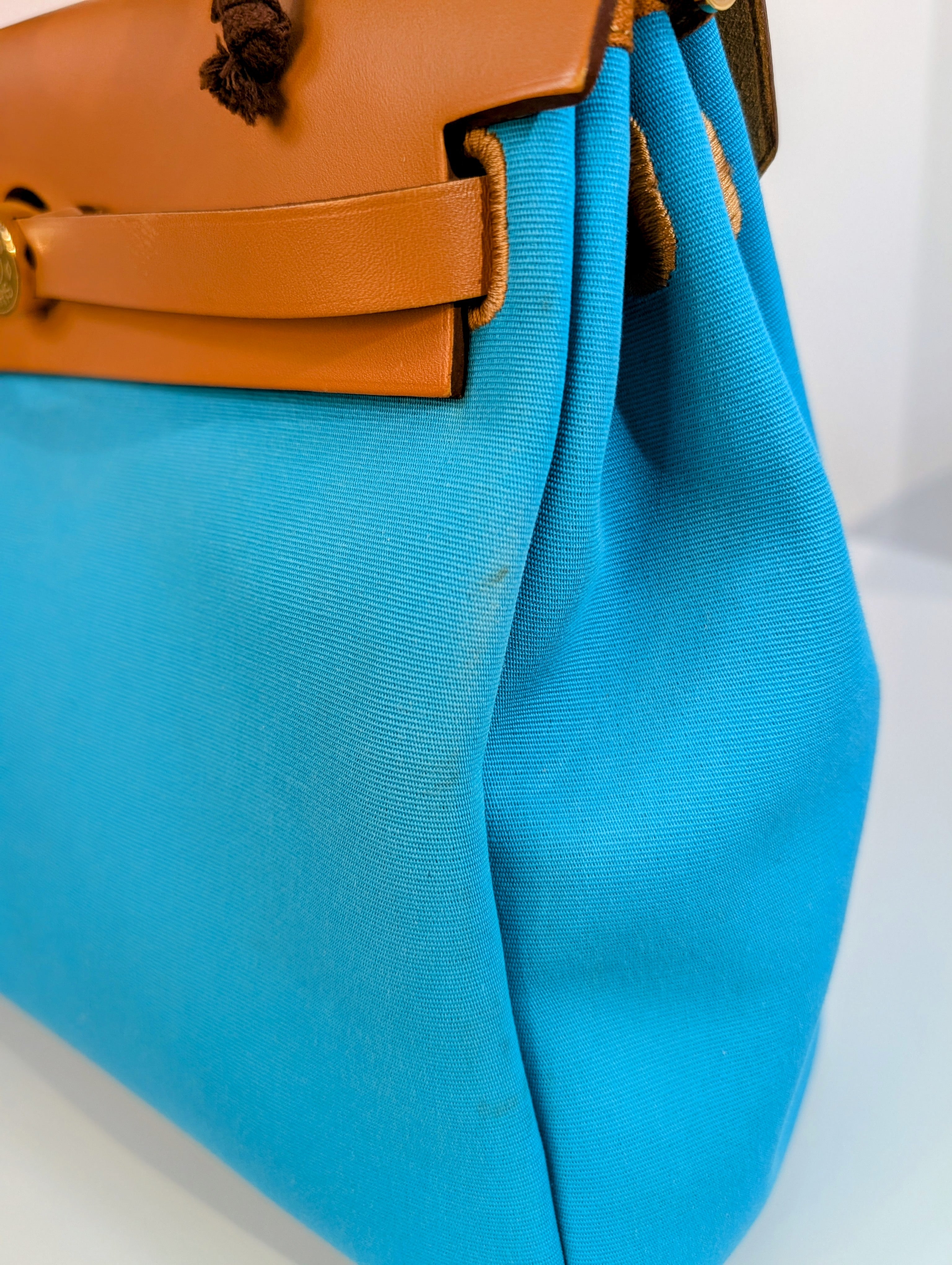 Hermes Blue and Green Herbag Zip 31