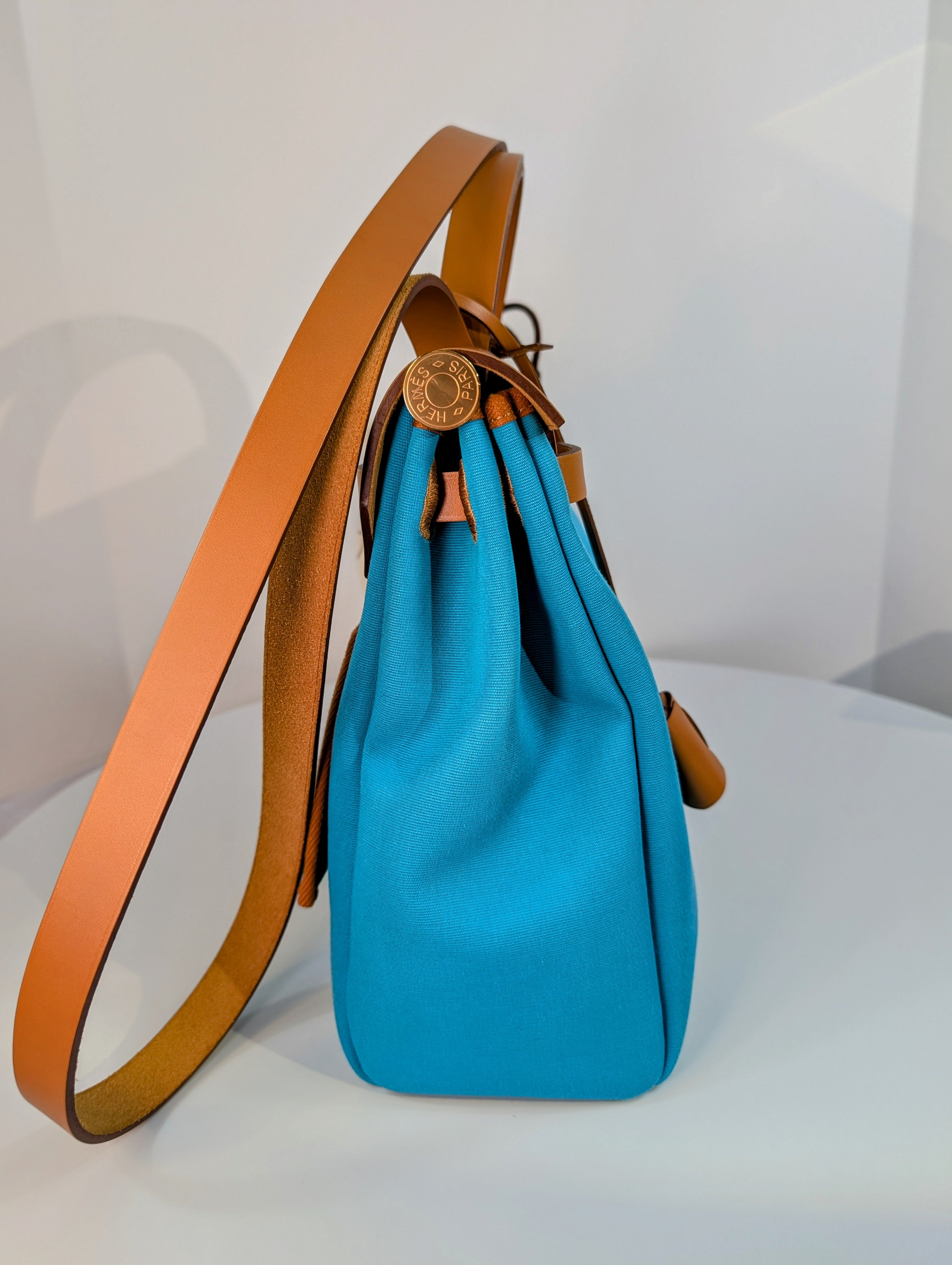 Hermes Blue and Green Herbag Zip 31