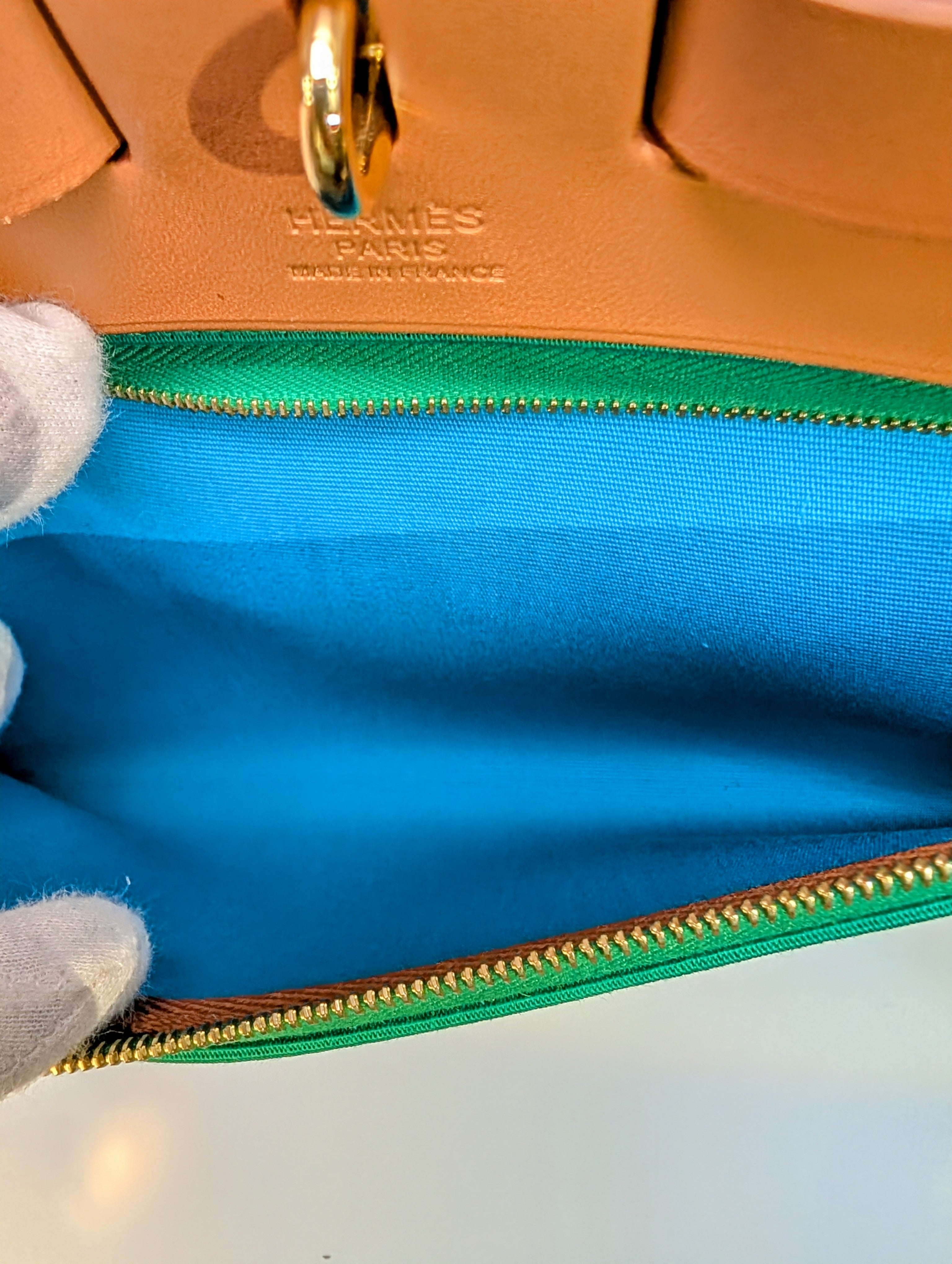 Hermes Blue and Green Herbag Zip 31