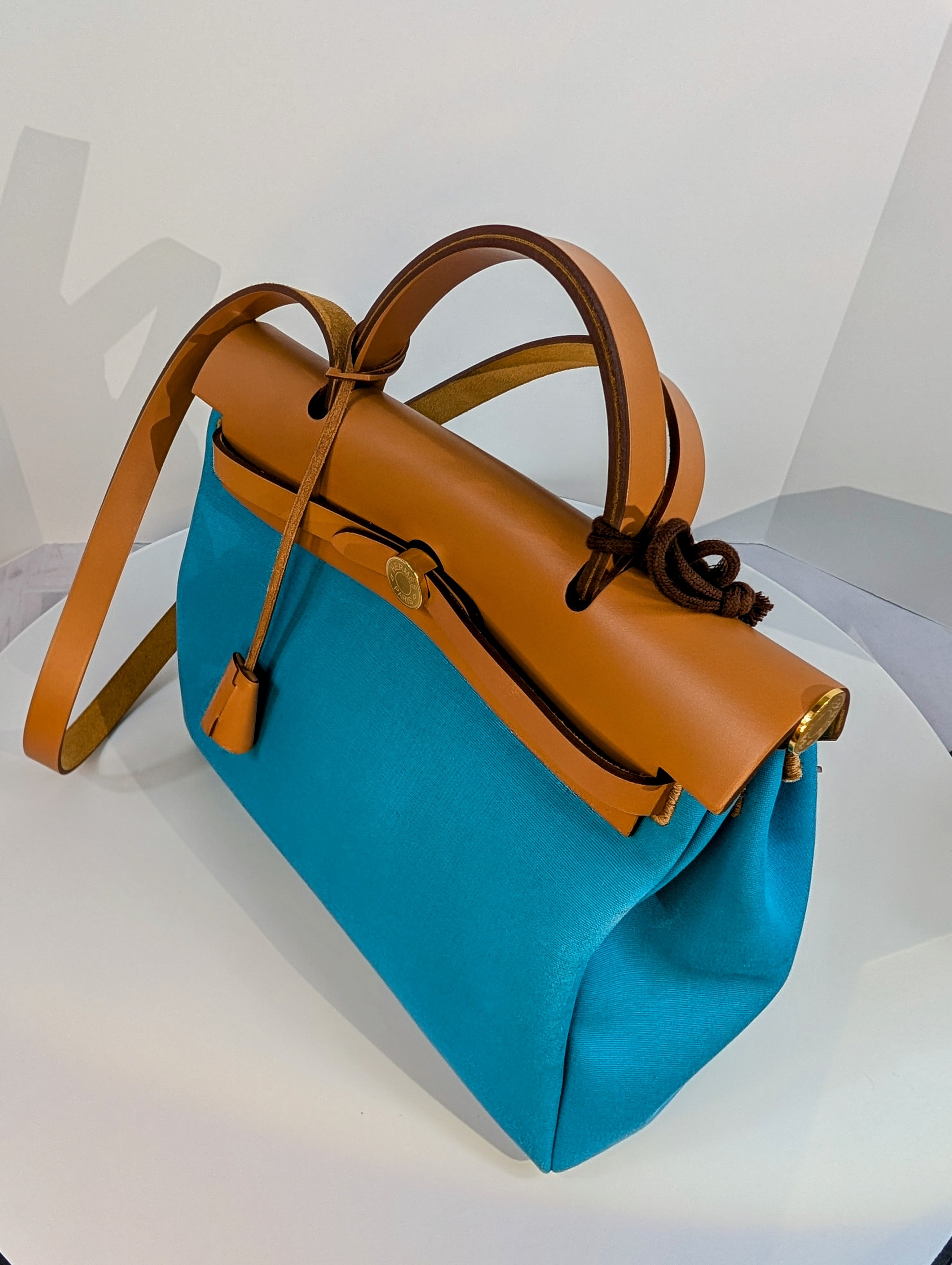 Hermes Blue and Green Herbag Zip 31
