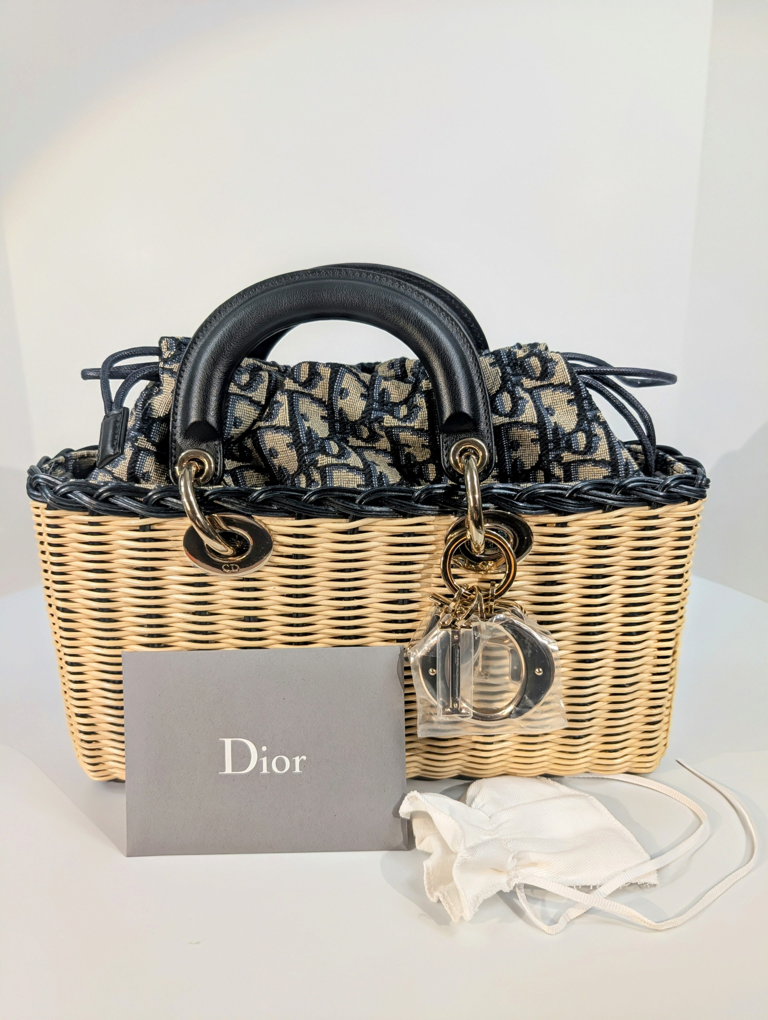 Dior Lady Dior D'joy Medium Wicker Basket Bag