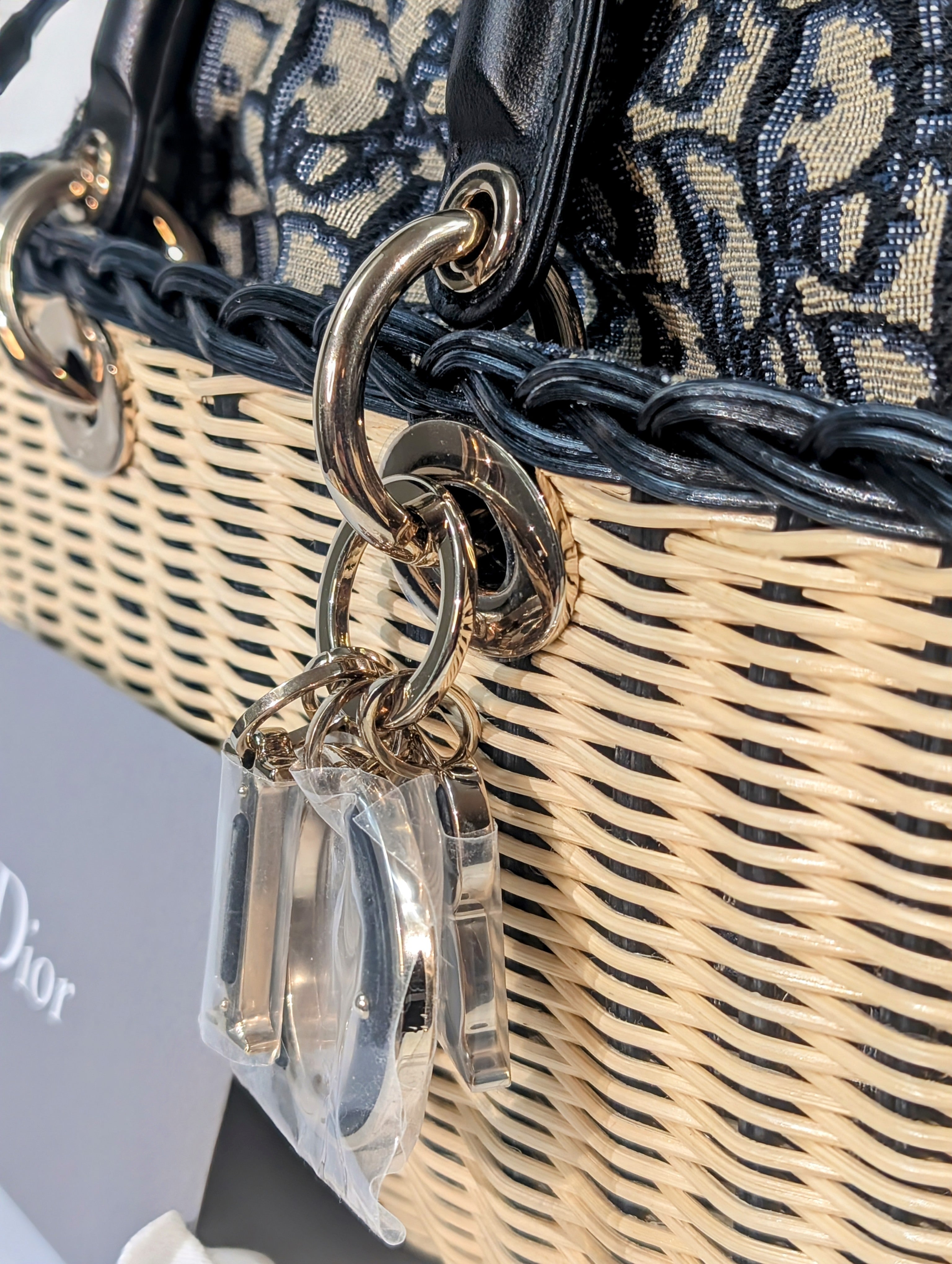Dior Lady Dior D'joy Medium Wicker Basket Bag