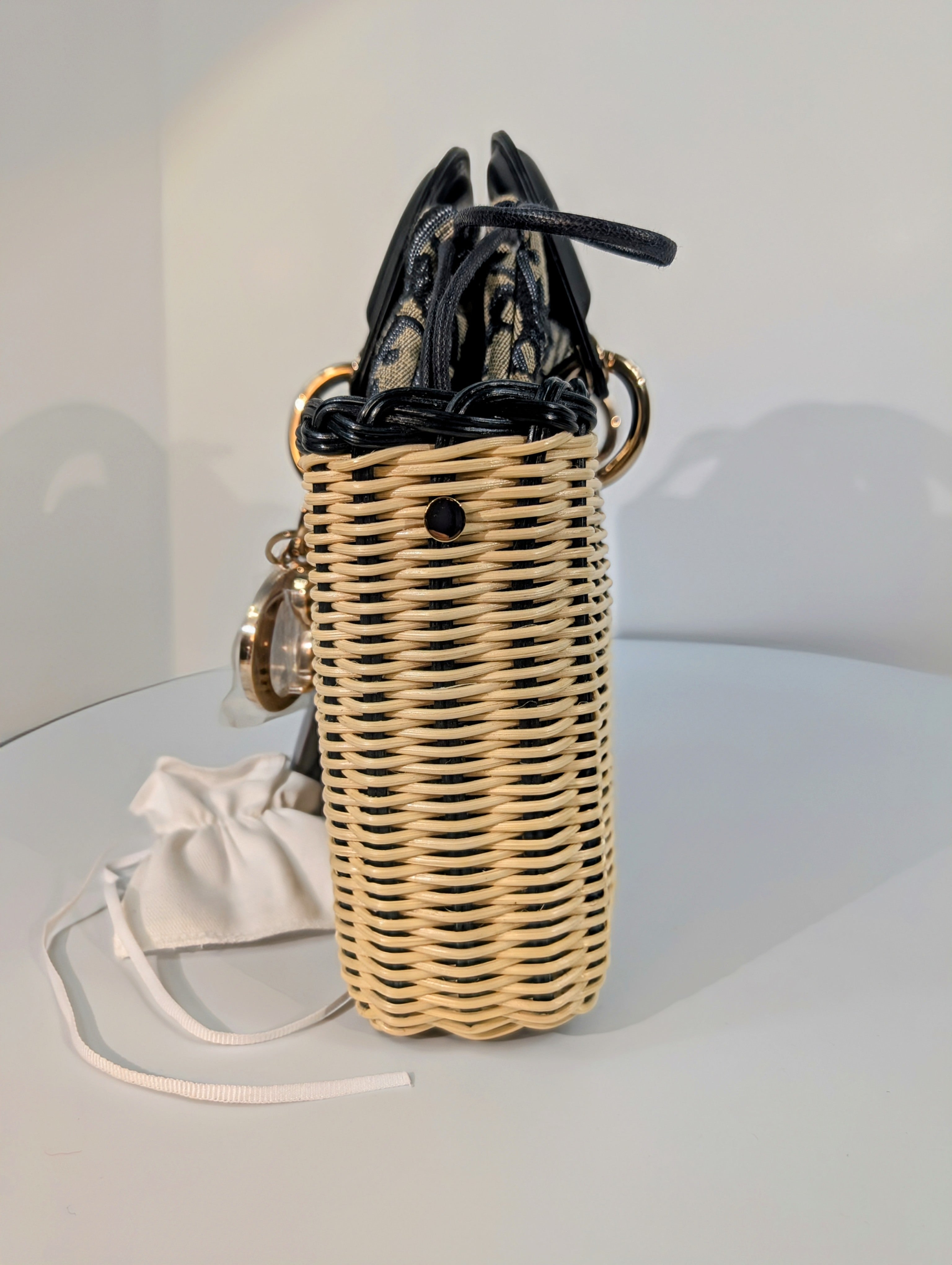 Dior Lady Dior D'joy Medium Wicker Basket Bag