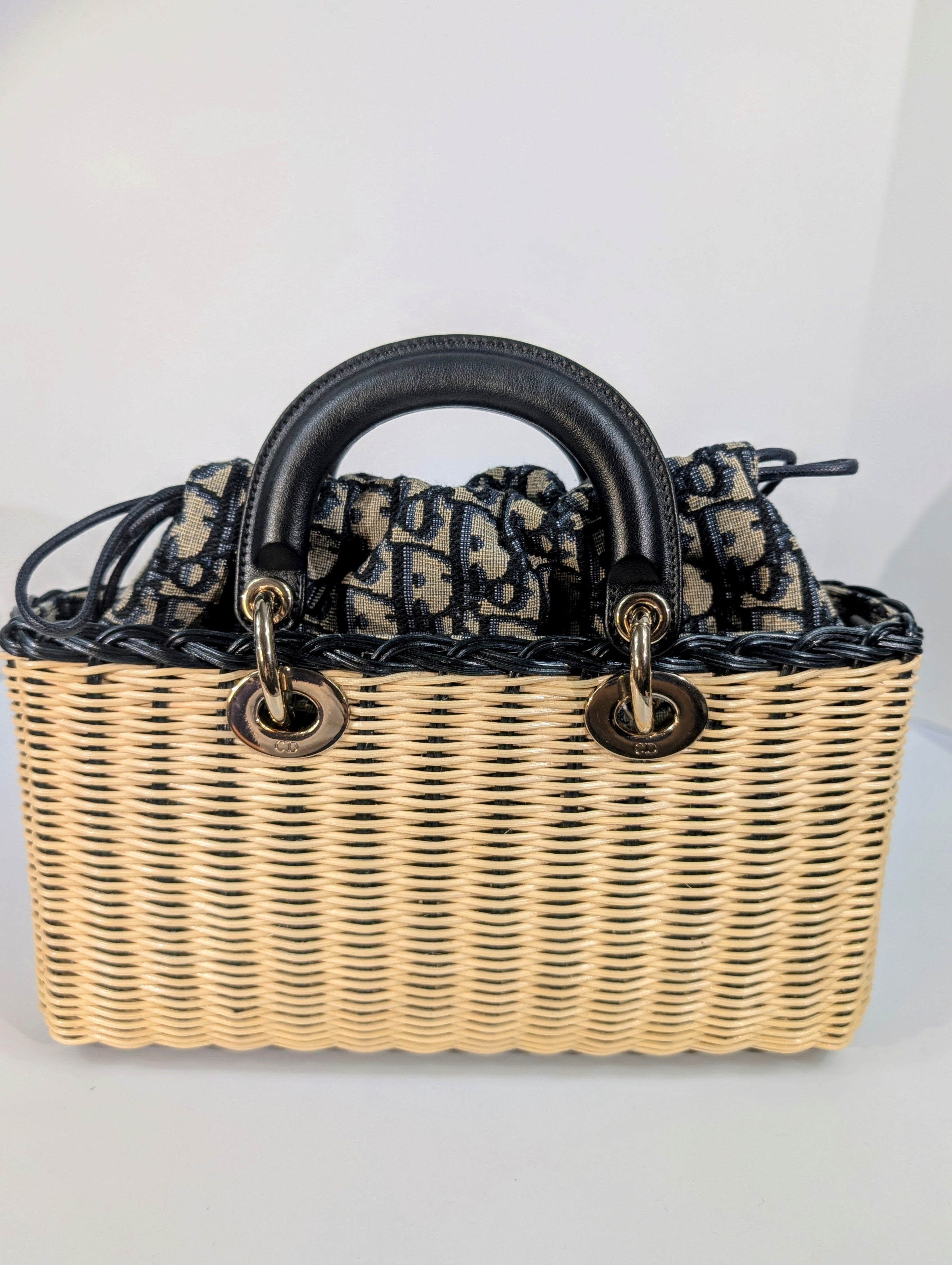 Dior Lady Dior D'joy Medium Wicker Basket Bag