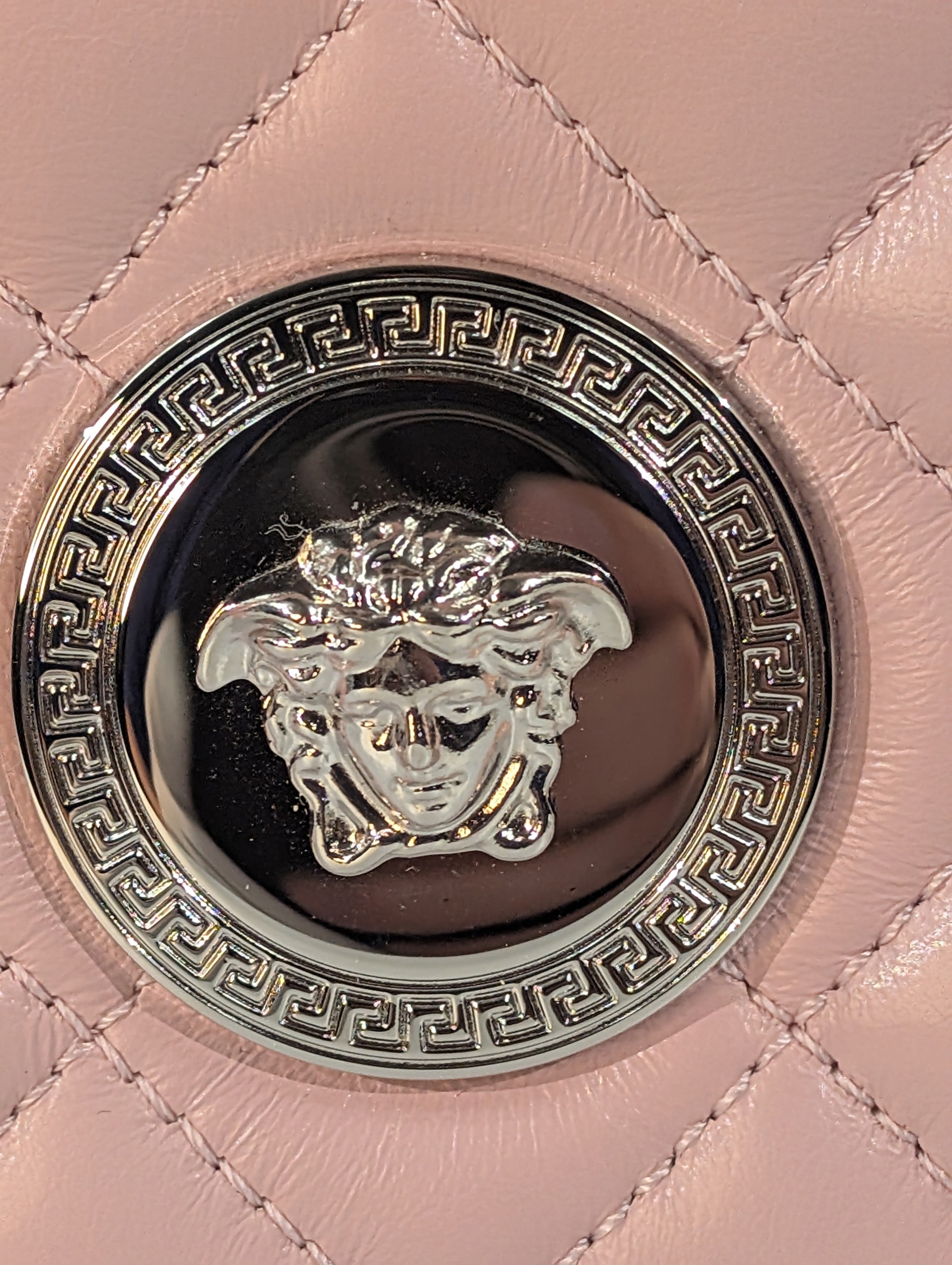Versace Light Pink Medusa Quilted Lambskin Shoulder Bag and Matching Wallet