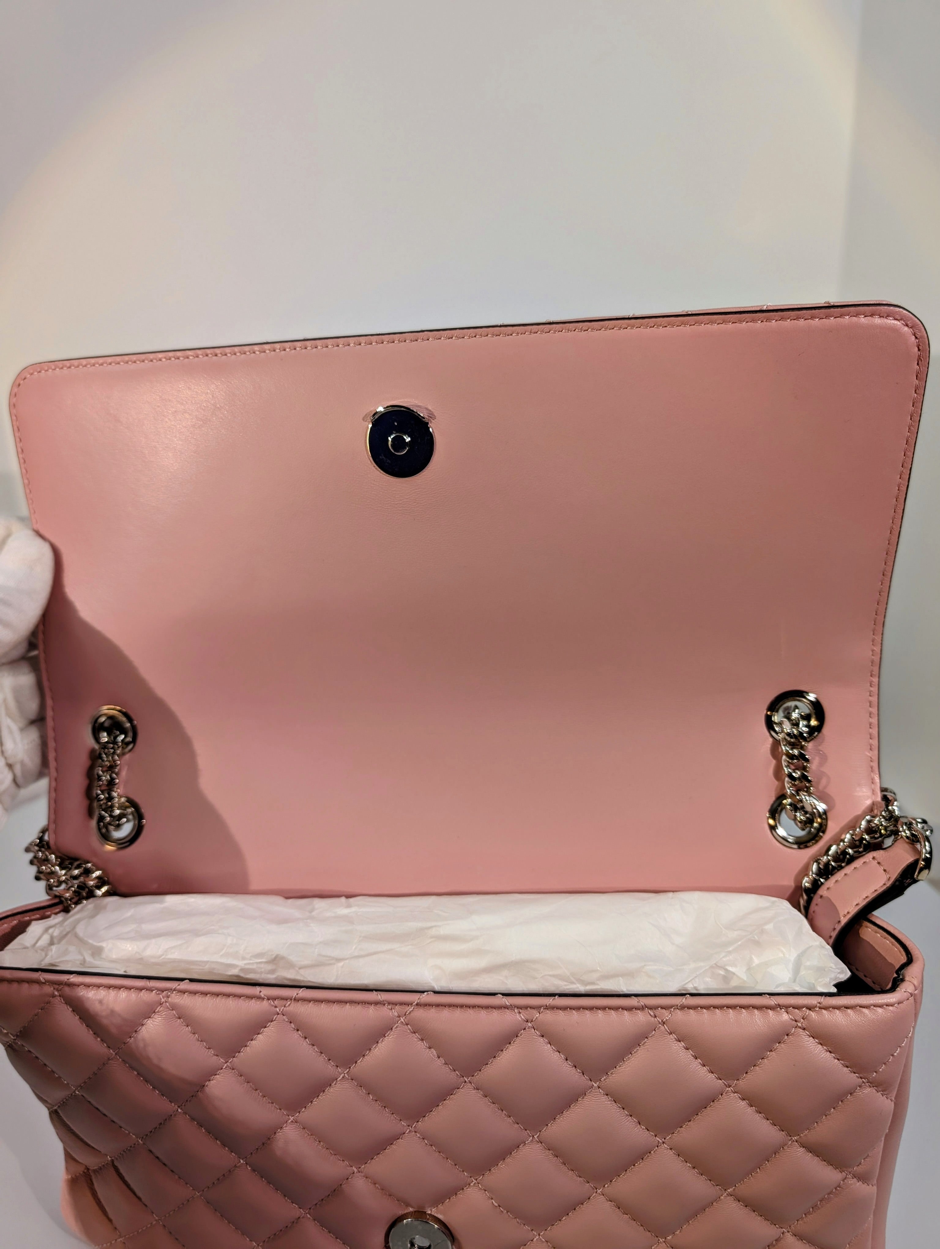 Versace Light Pink Medusa Quilted Lambskin Shoulder Bag and Matching Wallet