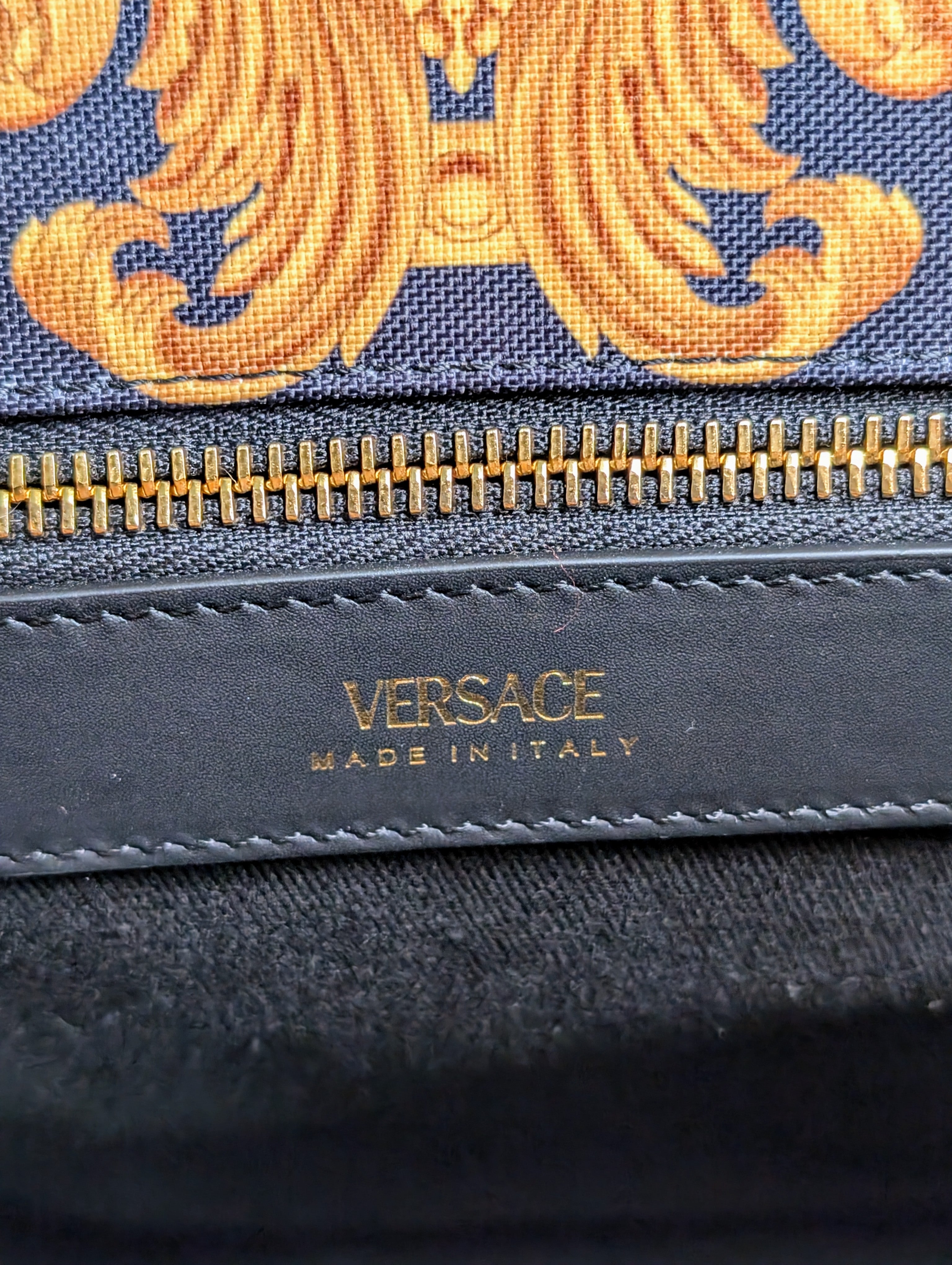 Versace Medusa Black Gold Canvas Small Tote Greca Shoulder Strap Bag