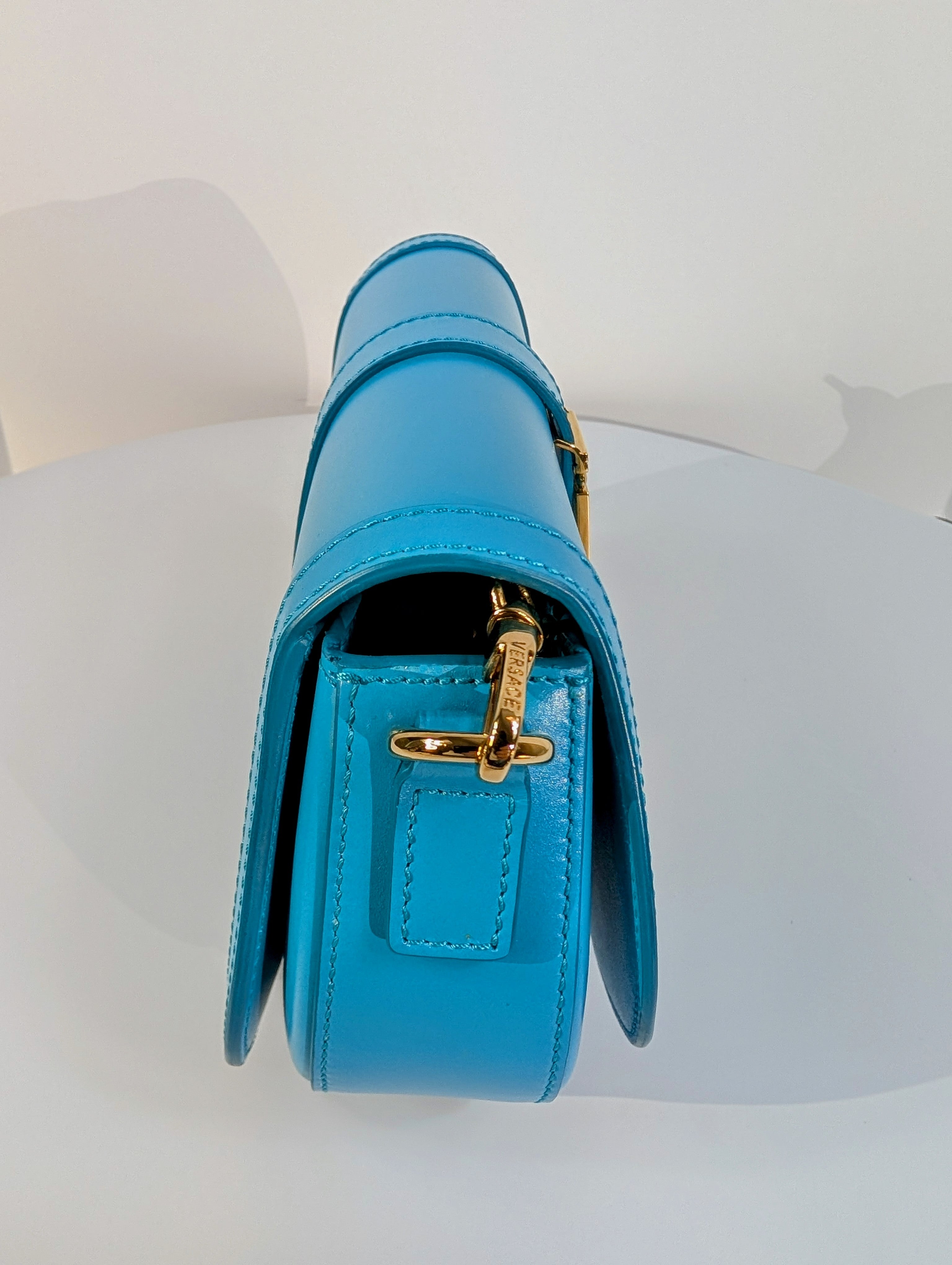 Versace Virtus Greca Goddess Shoulder Bag in Versace Blue