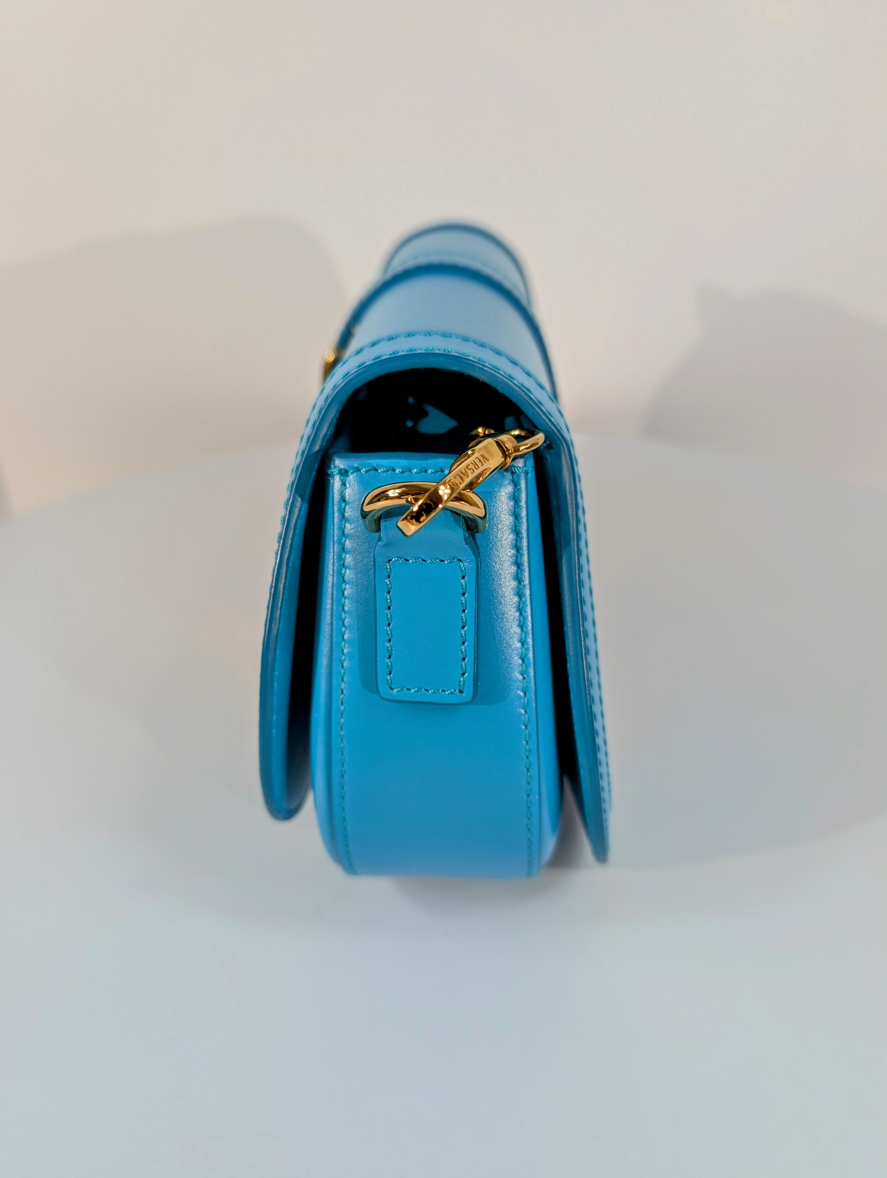 Versace Virtus Greca Goddess Shoulder Bag in Versace Blue