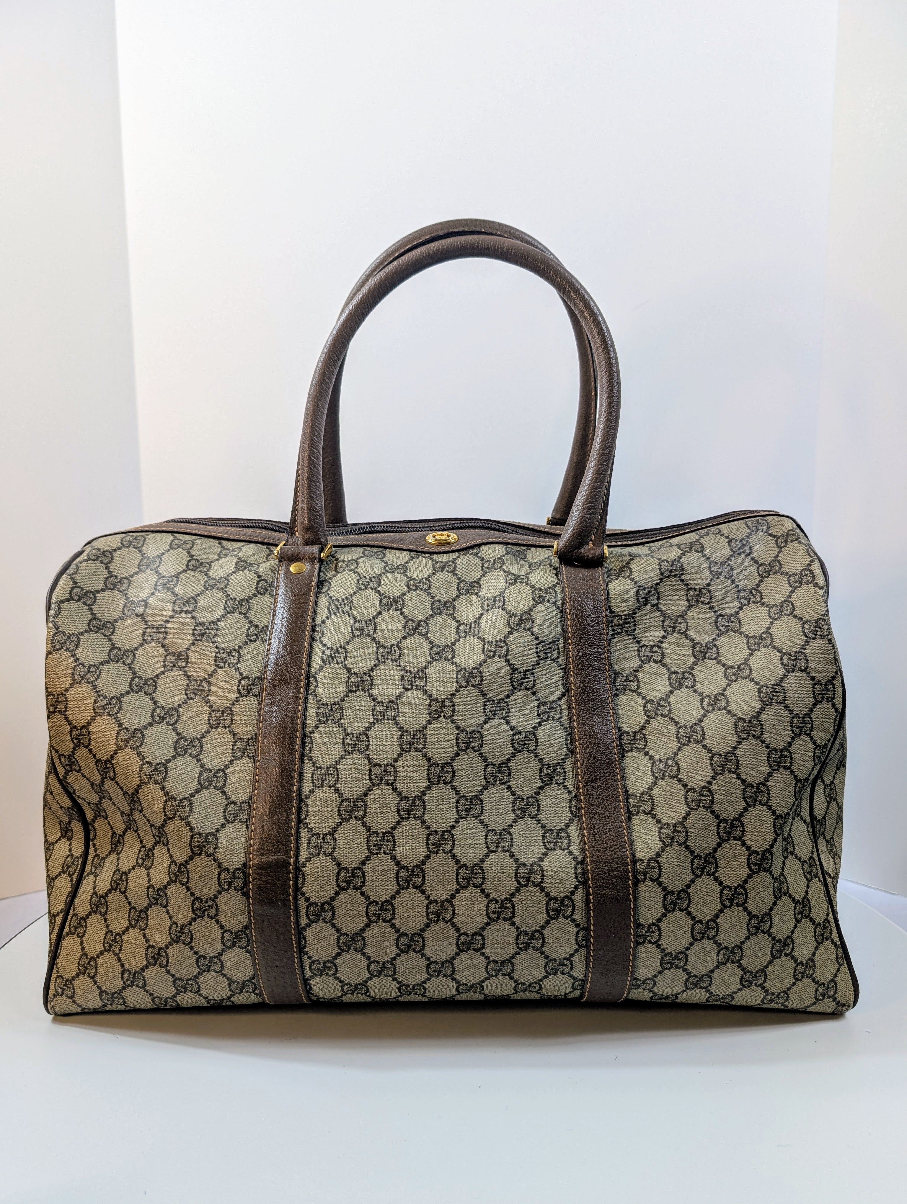 Gucci Vintage Boston Bag in GG Supreme Coated Canvas