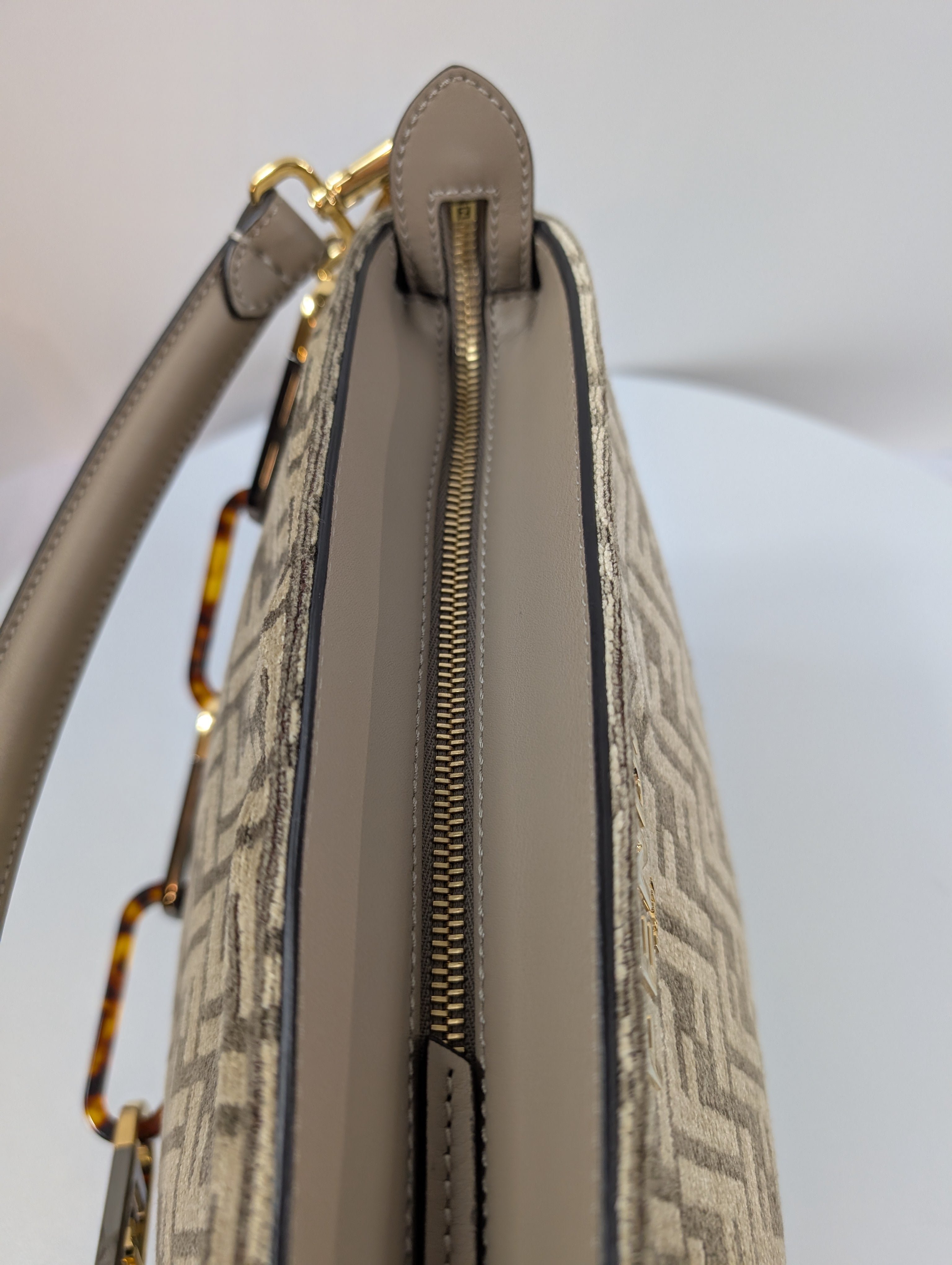 Fendi Brown O’Clock Zip Shoulder Bag Zucca Chenille Bag
